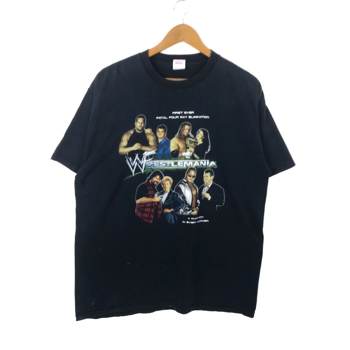 Vintage Vintage Wrestlemania Tshirt WWF The Rock Triple H Mick Foley ...