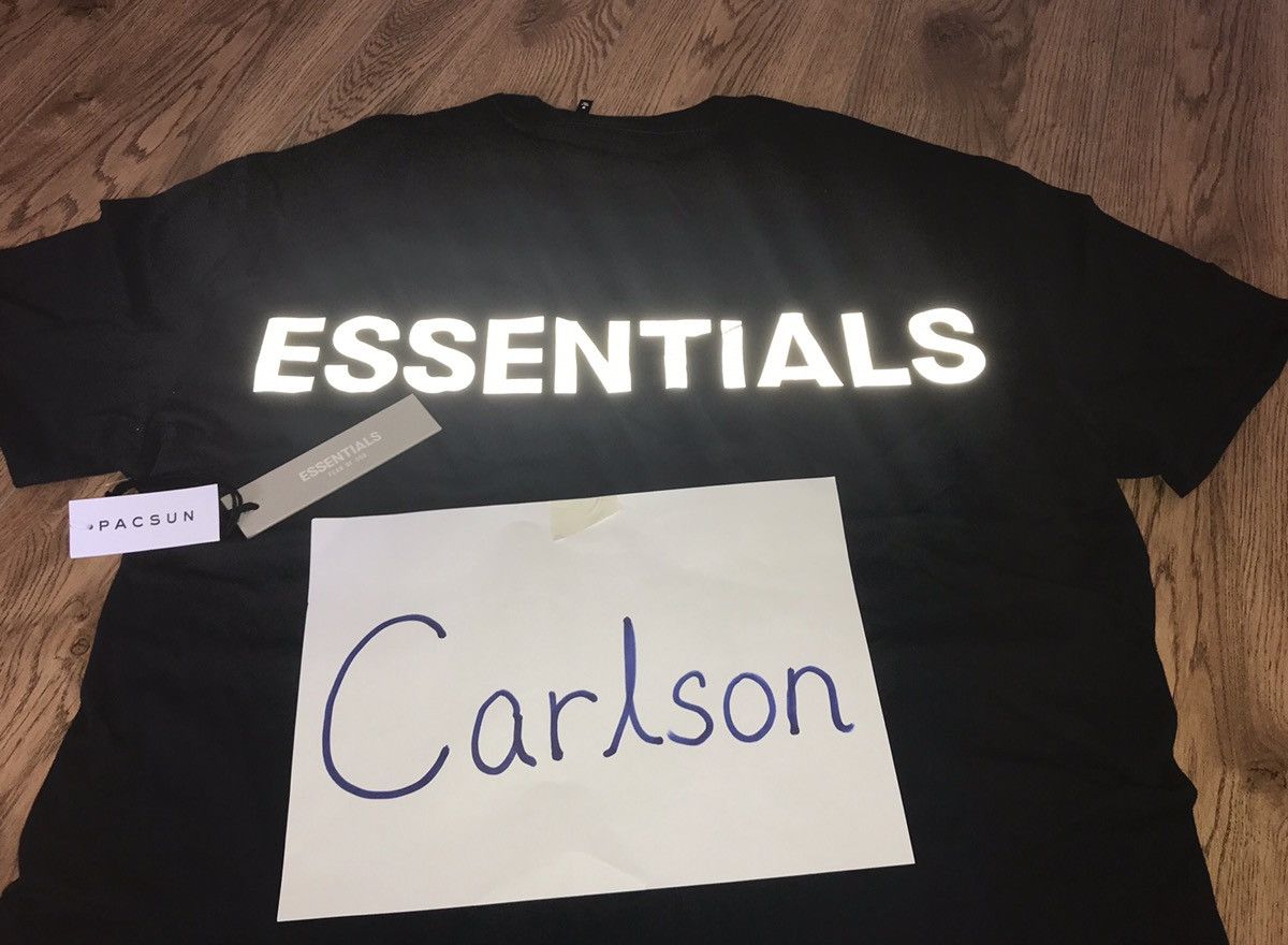 Pacsun Fear of god essentials boxy reflective tee - black | Grailed