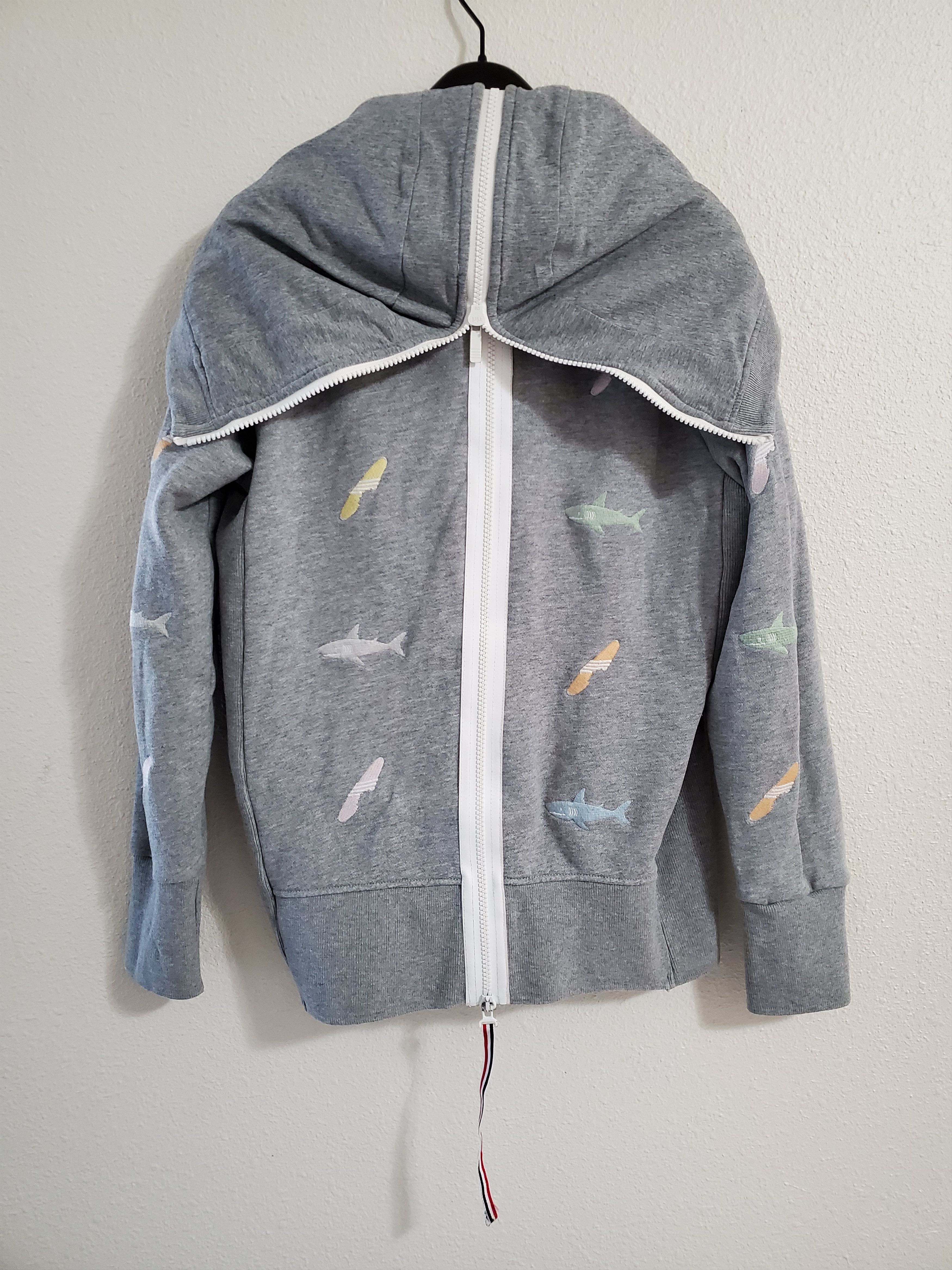 Thom Browne Shark and Surfboard Embroidered Grey Hoodie Size US XS / EU 42 / 0 - 5 Thumbnail