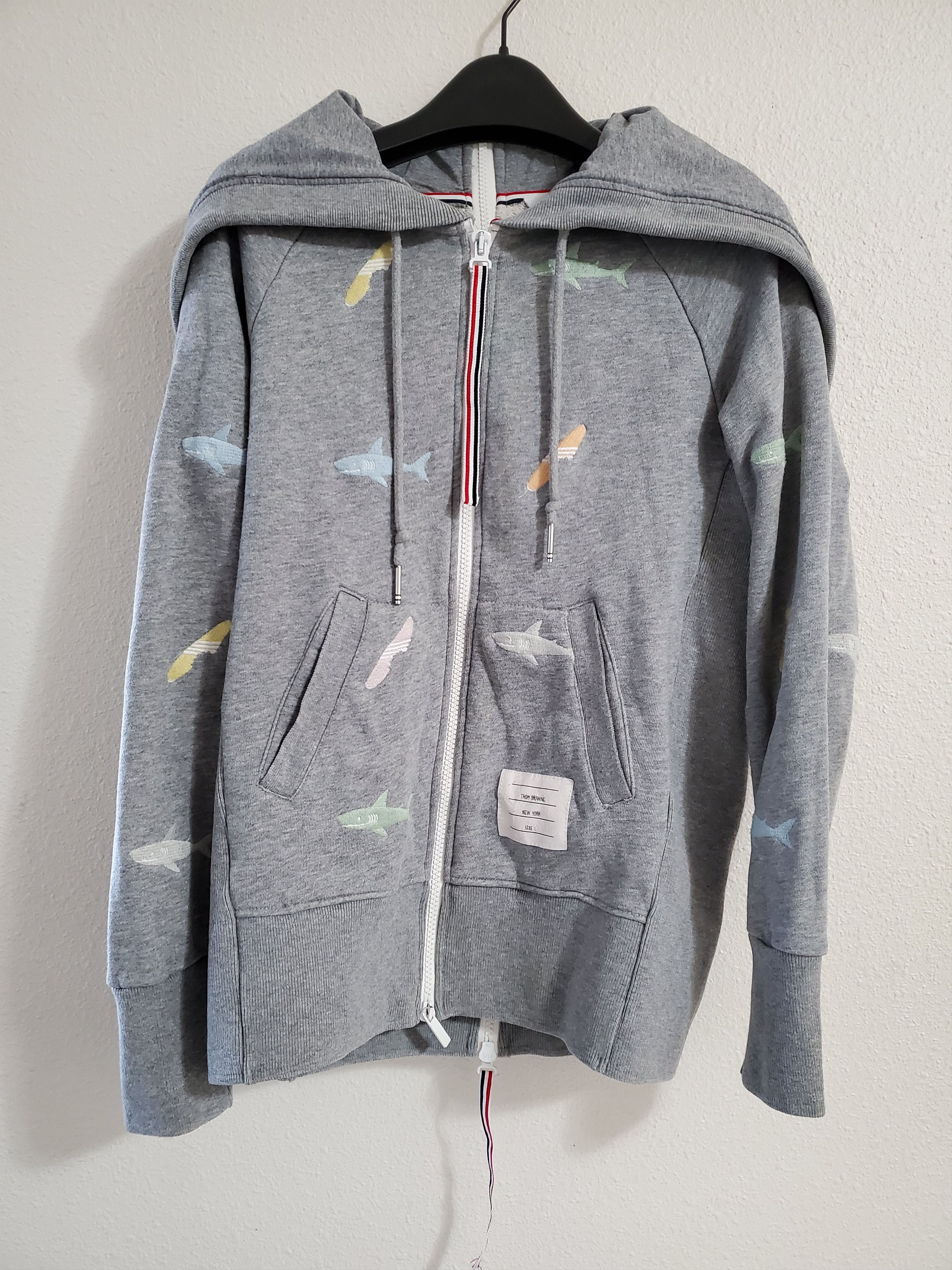 Thom Browne Shark and Surfboard Embroidered Grey Hoodie Size US XS / EU 42 / 0 - 2 Thumbnail