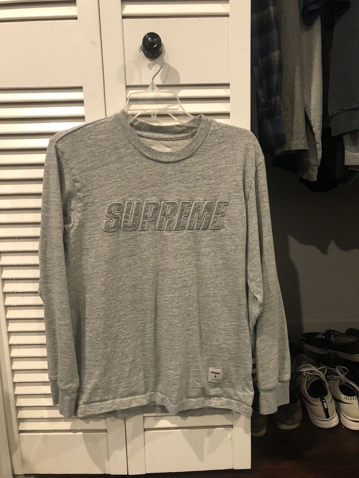 Supreme Supreme grey reflective logo long sleeve | Grailed