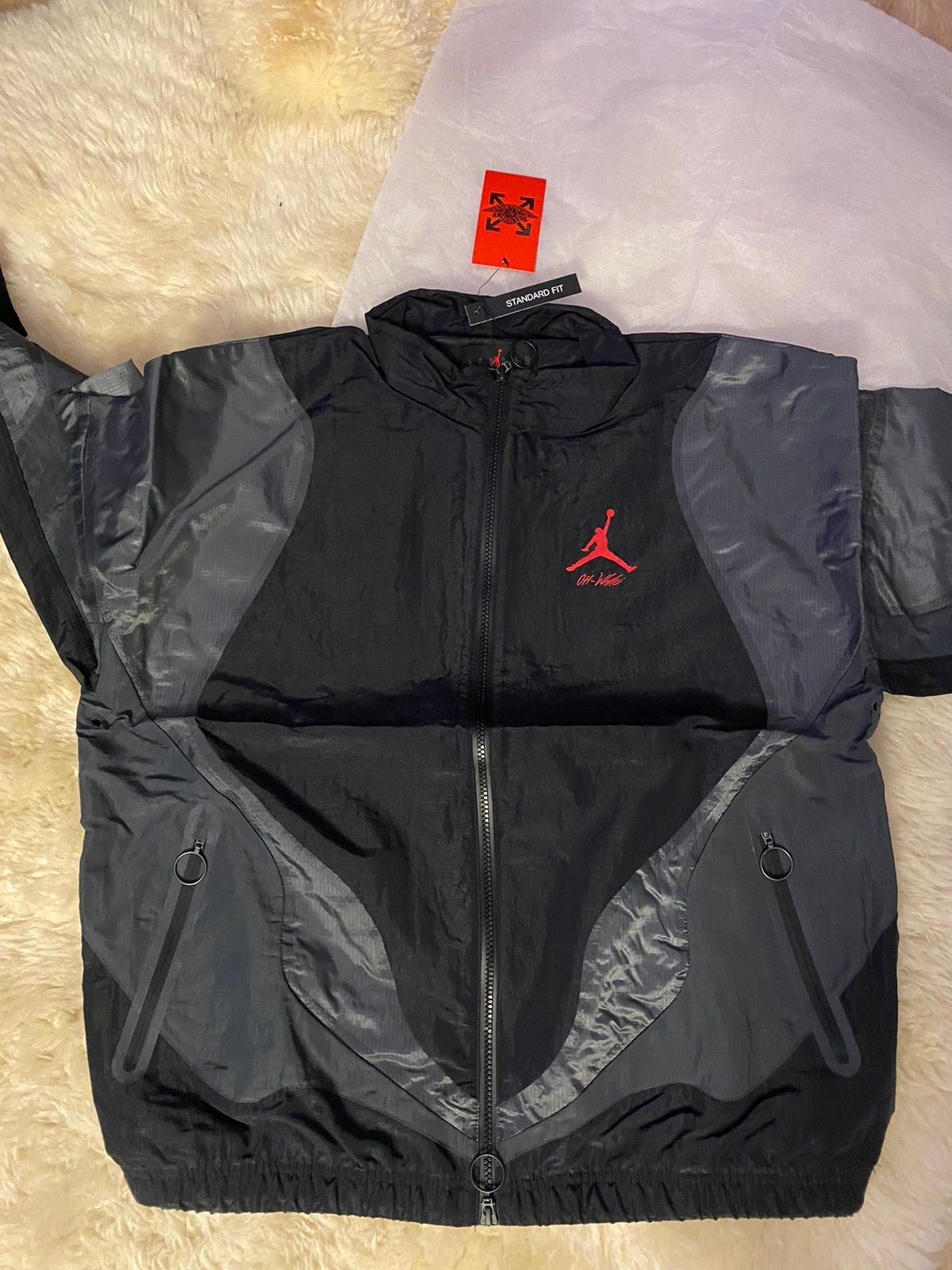 Jordan Brand OFF-WHITE x Jordan Woven Jacket Black in hand! | Grailed