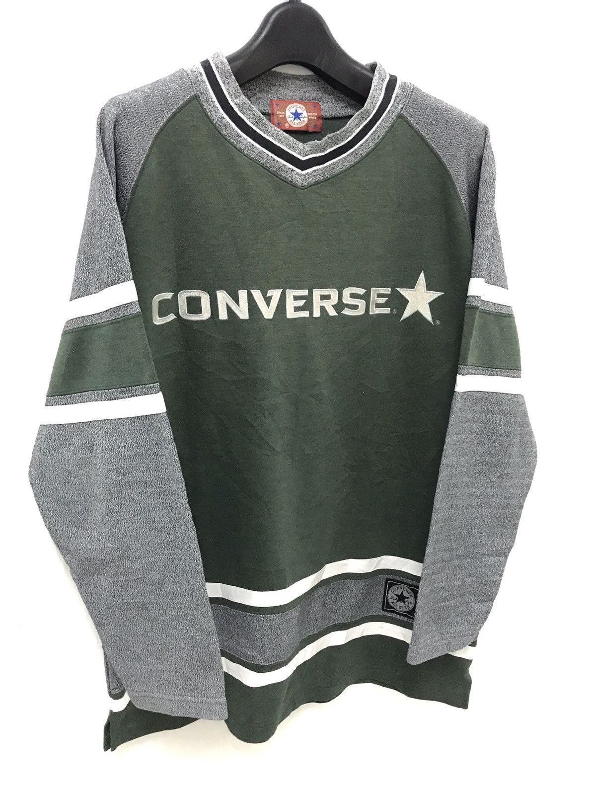 Converse × Vintage 🔥 Vintage 90s Converse Embroidered Logo Sleeve Size US L / EU 52-54 / 3 - 3 Thumbnail