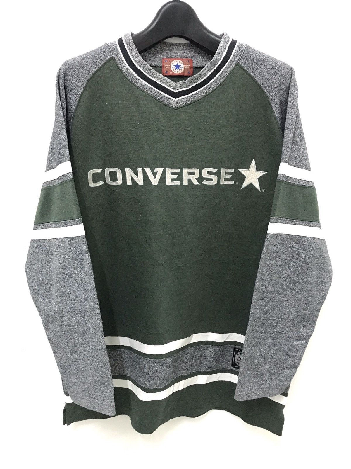 Converse × Vintage 🔥 Vintage 90s Converse Embroidered Logo Sleeve Size US L / EU 52-54 / 3 - 1 Thumbnail