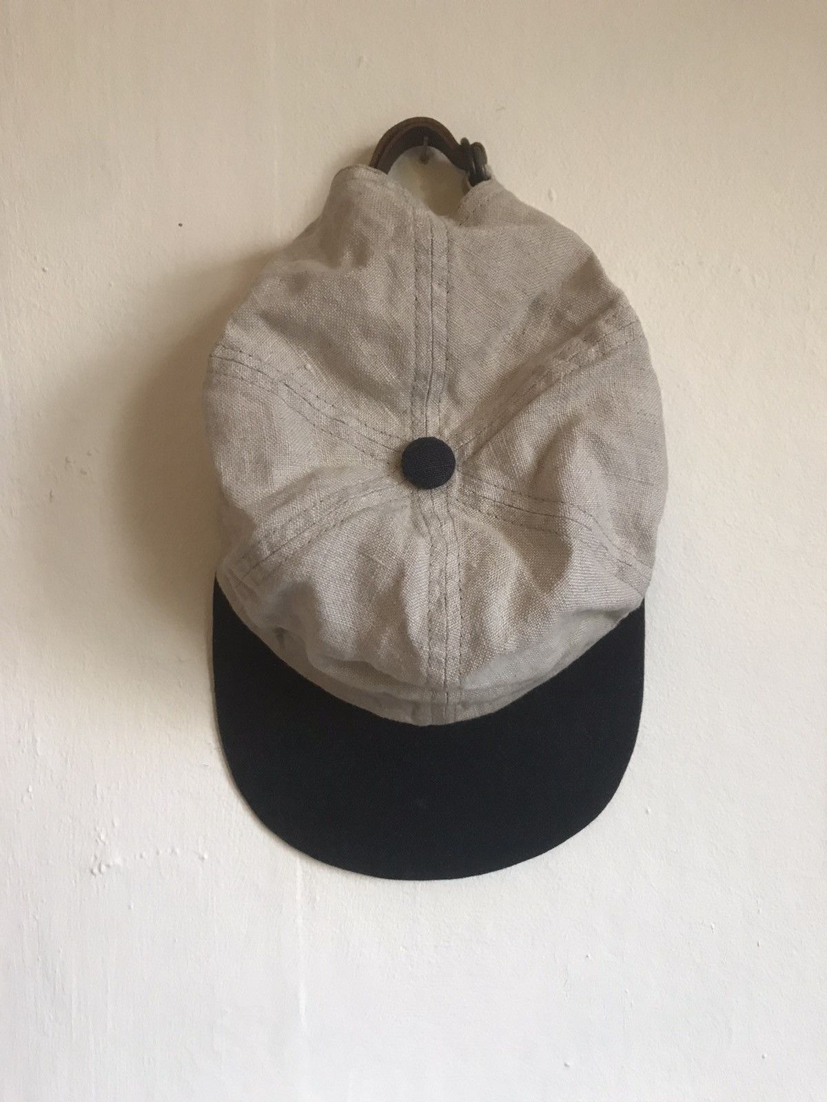 Evan Kinori Six Panel Hat - Natural/Navy Linen Size ONE SIZE - 1 Thumbnail