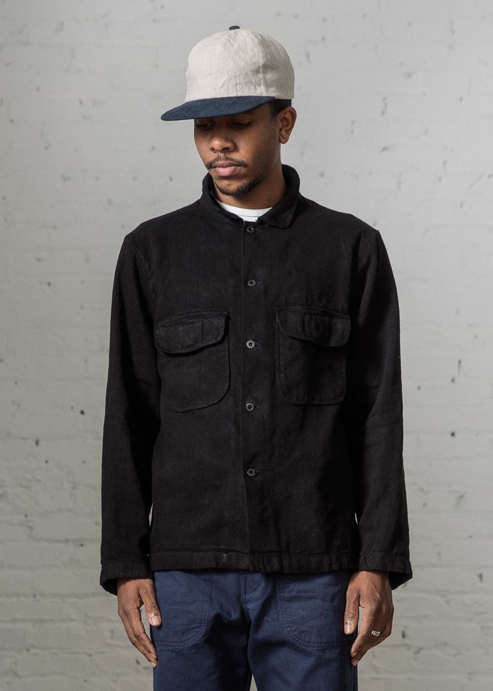 Evan Kinori Six Panel Hat - Natural/Navy Linen Size ONE SIZE - 2 Thumbnail