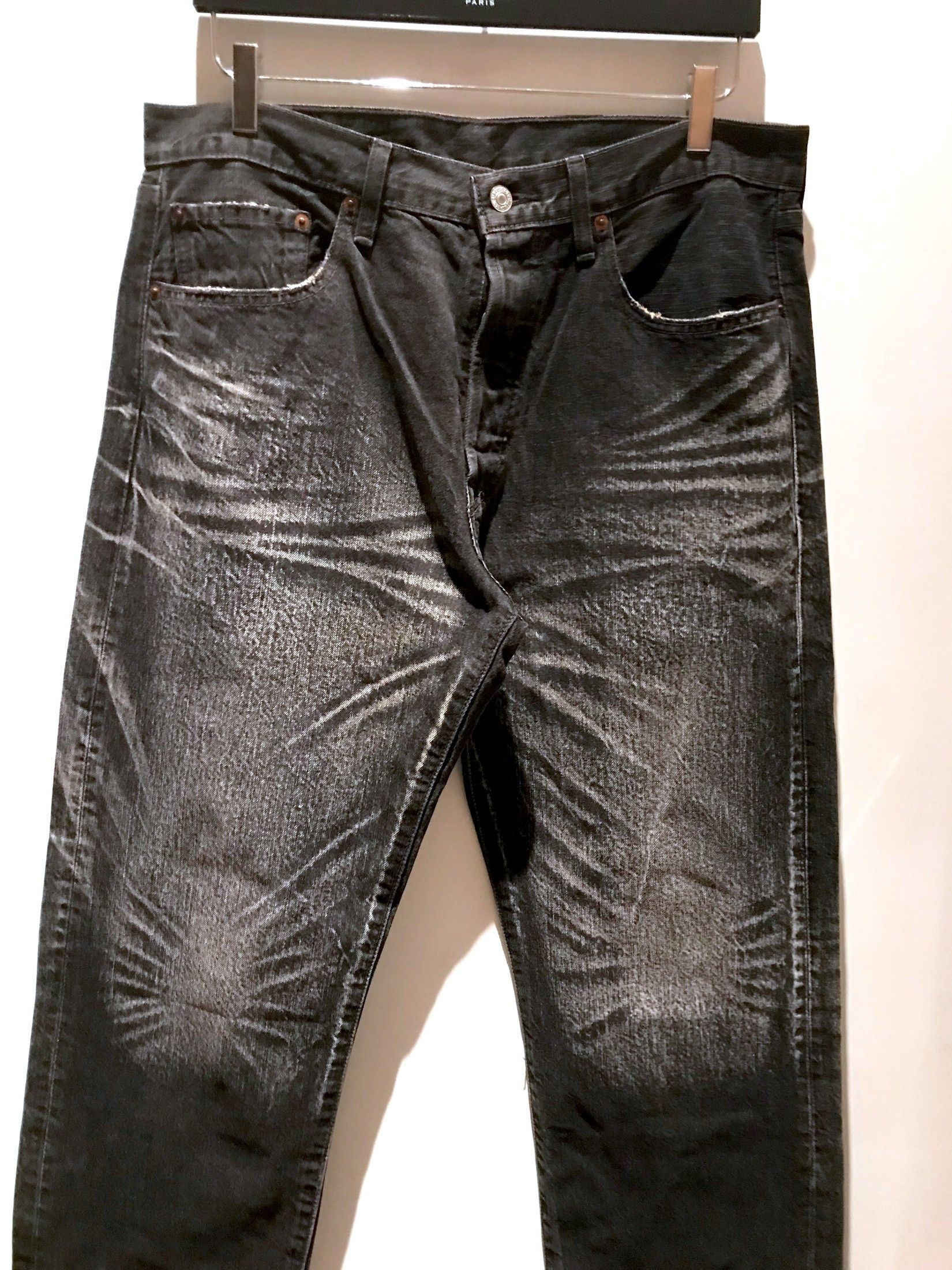 Levi's VINTAGE CHALKBOARD WHISKERS FADED BLACK DENIM JEANS Size US 32 / EU 48 - 13 Thumbnail