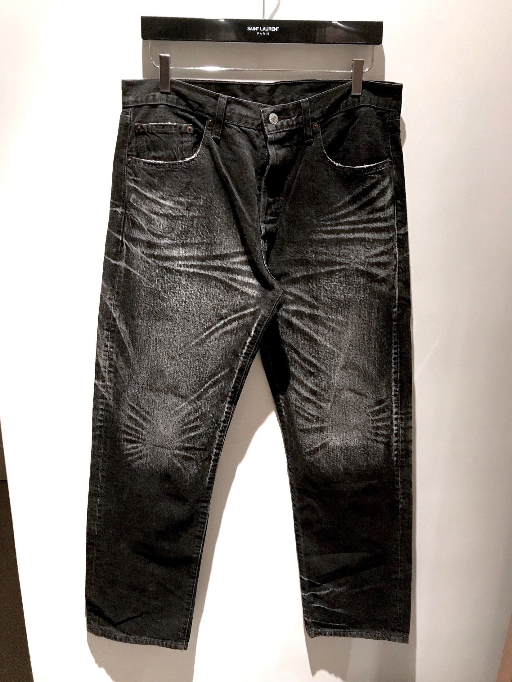 Levi's VINTAGE CHALKBOARD WHISKERS FADED BLACK DENIM JEANS Size US 32 / EU 48 - 12 Thumbnail