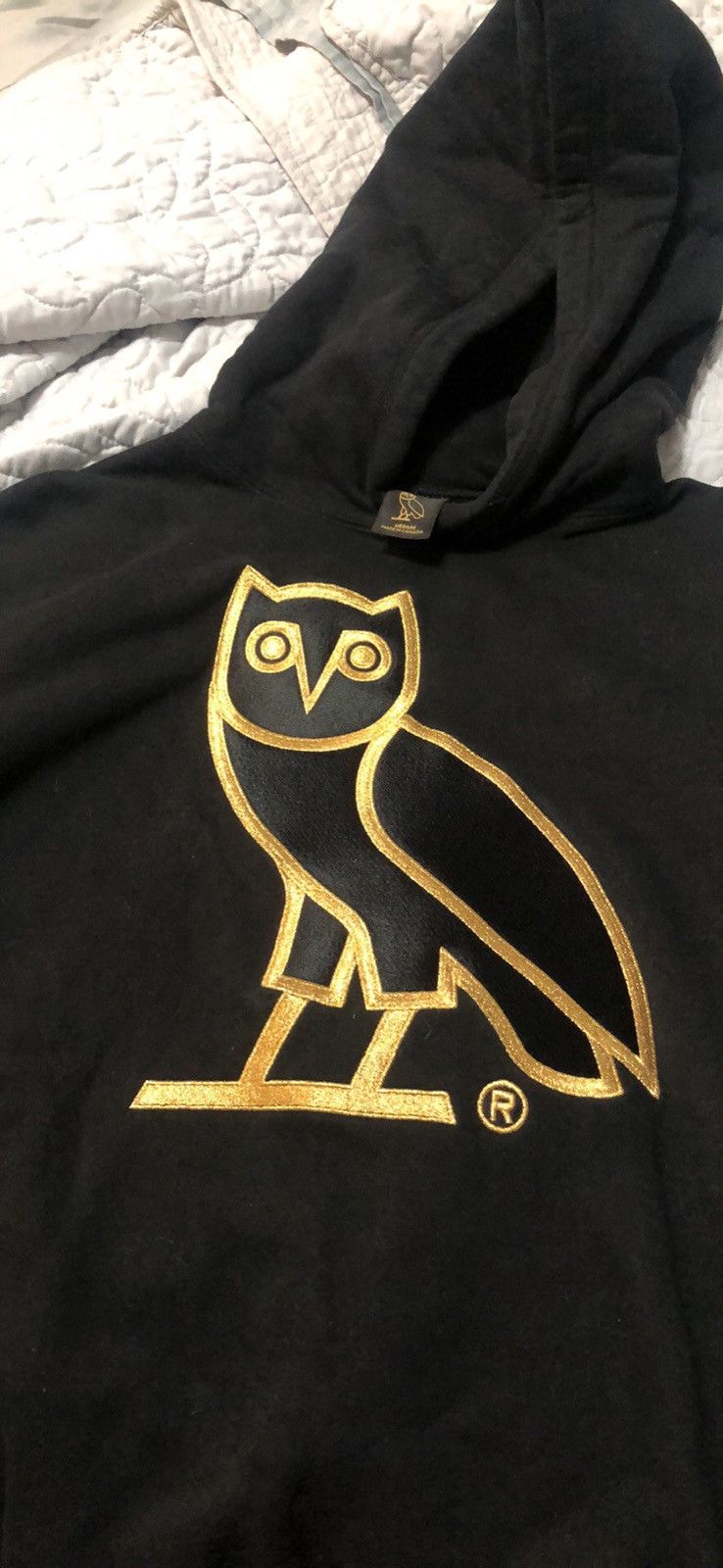 Octobers Very OwnOVO OG Black Hoodie Gold Owl Embroidered 