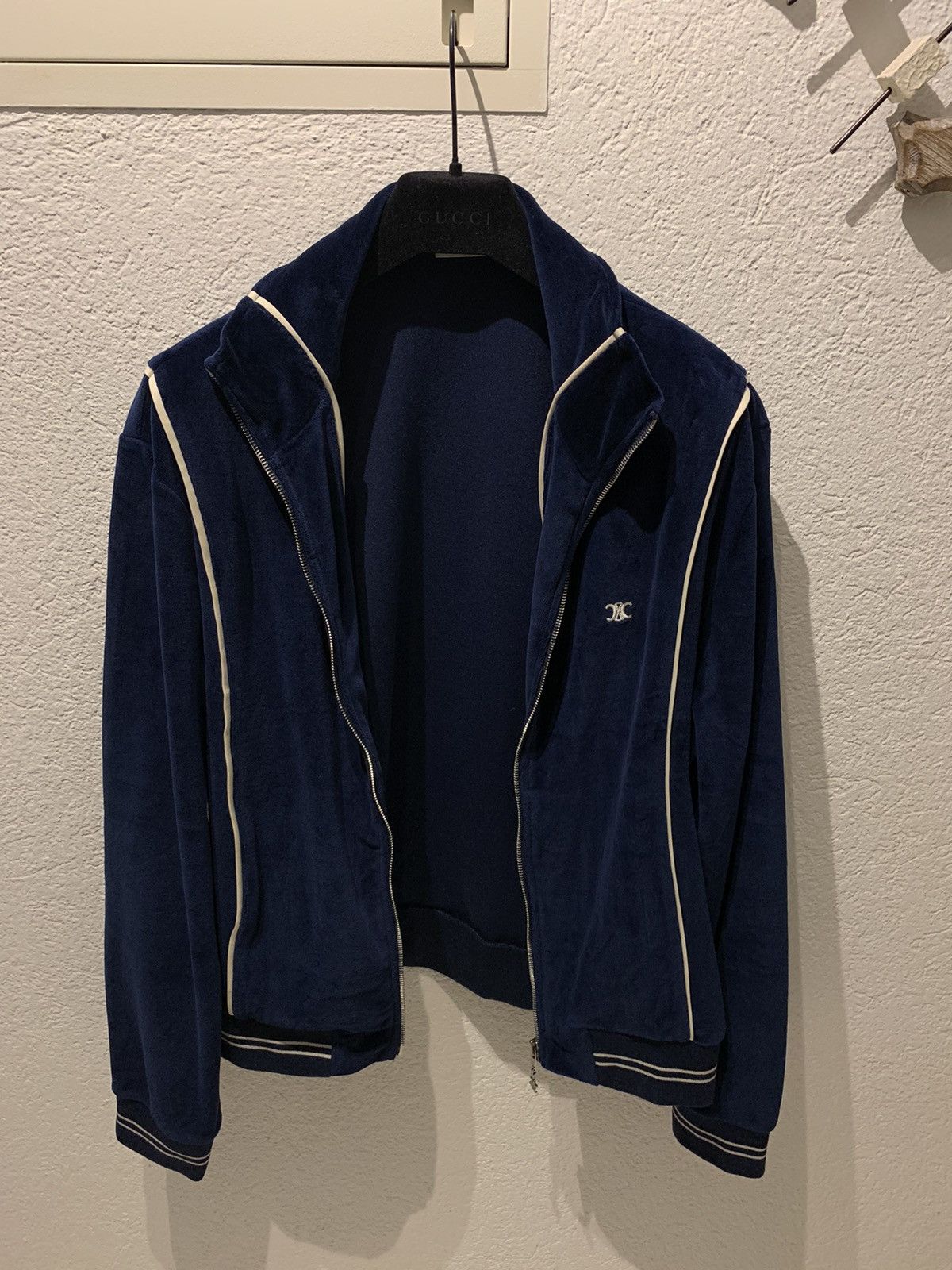 Celine Celine Triomphe Embroidered Logo Velour Track Jacket Celine Celine Triomphe Embroidered Logo Velour Track Jacket