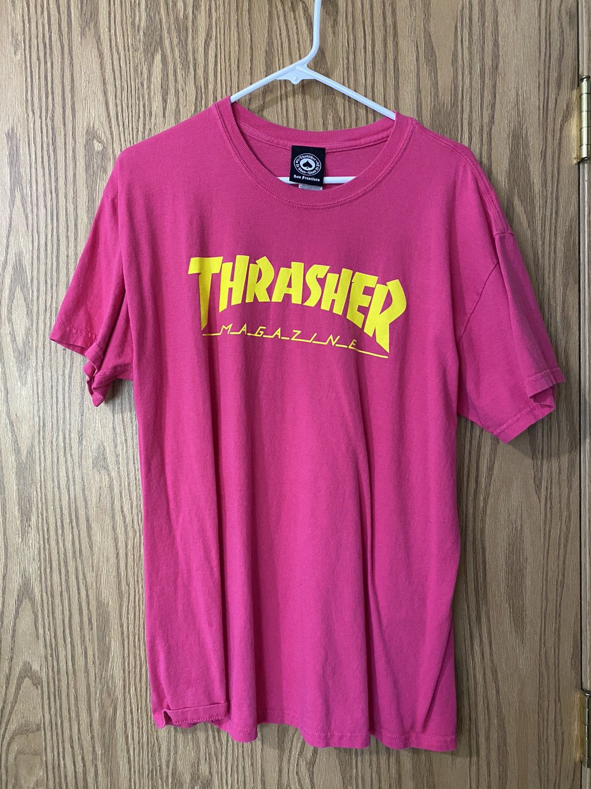 Thrasher shirt pink outlet and yellow