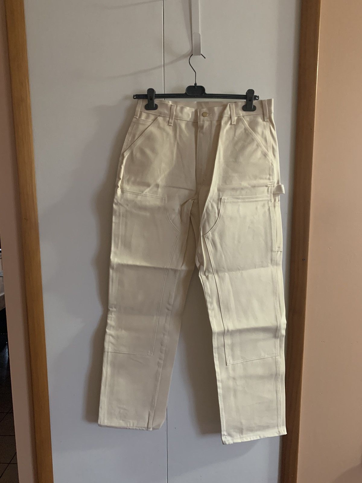 Image of Carhartt Vintage Painter Double Knee Dungaree Painter Pants in Cream, Men's (Size 34)