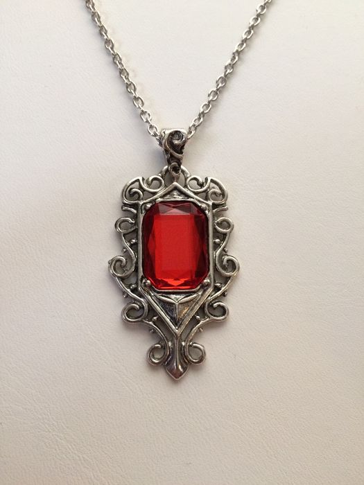 Jw Big Red Cz Tibetan Silver Chain Necklace Size ONE SIZE - 4 Preview