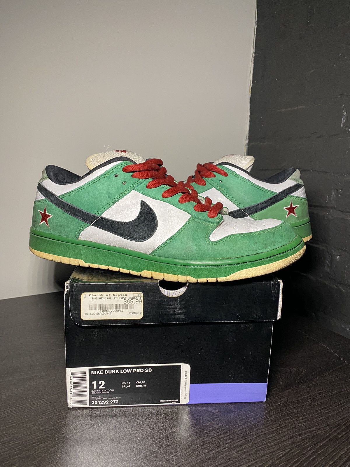 Nike heineken sb store dunks 2003 sz 12