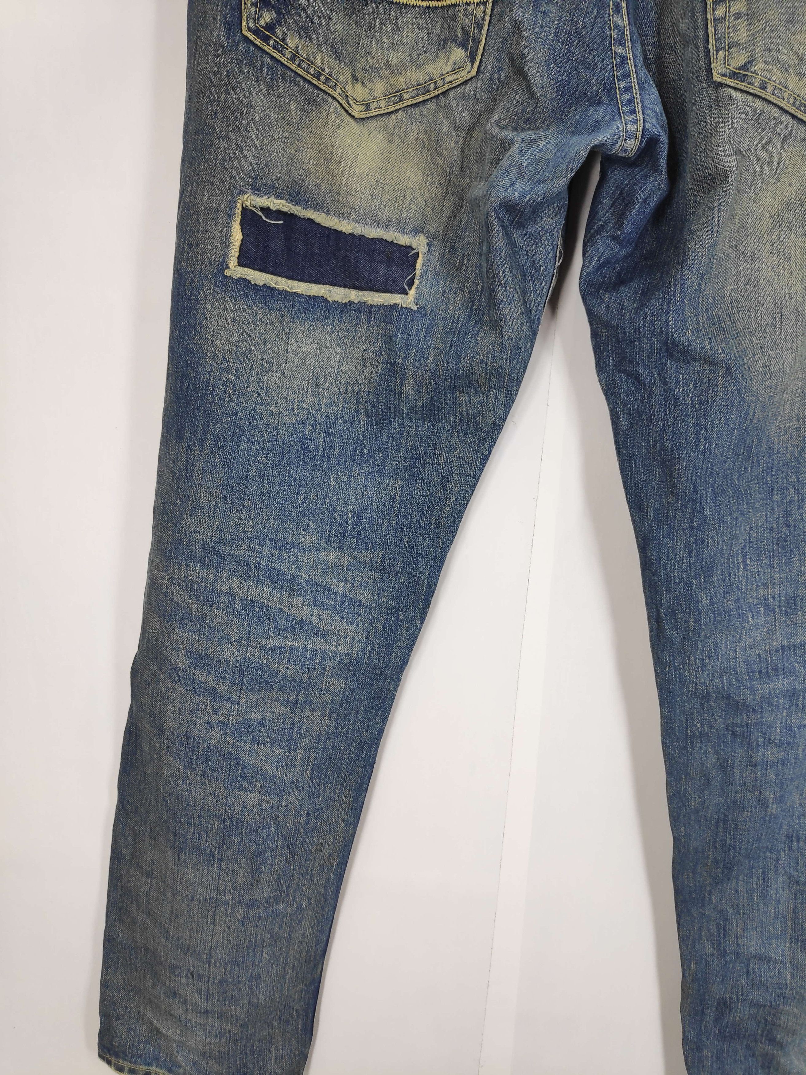 If Six Was Nine × Japanese Brand × Le Grande Bleu (L.G.B.) Japanese Purple & Yellow Patchwork Double Knee Denim Size US 32 / EU 48 - 14 Thumbnail