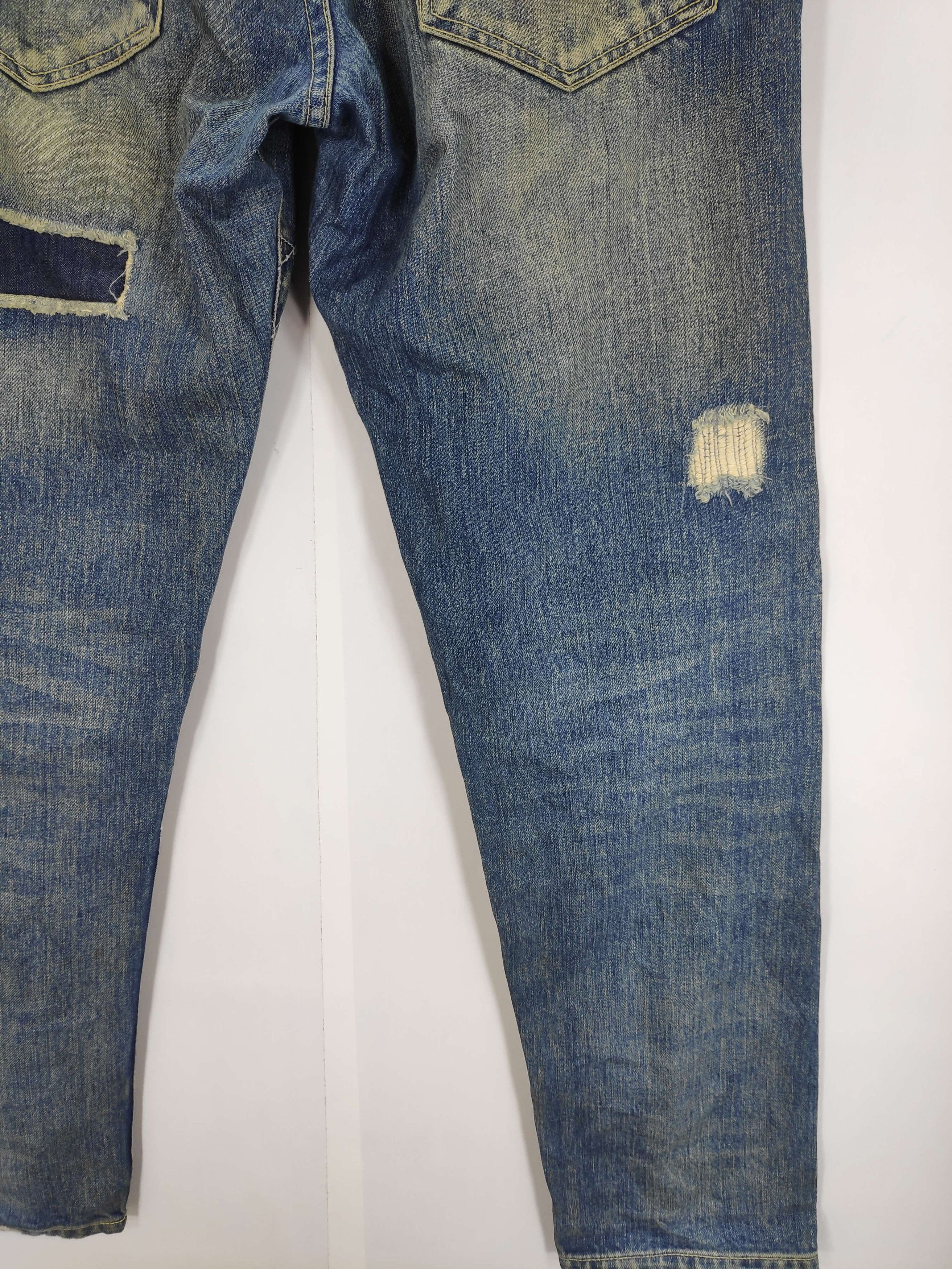 If Six Was Nine × Japanese Brand × Le Grande Bleu (L.G.B.) Japanese Purple & Yellow Patchwork Double Knee Denim Size US 32 / EU 48 - 13 Thumbnail