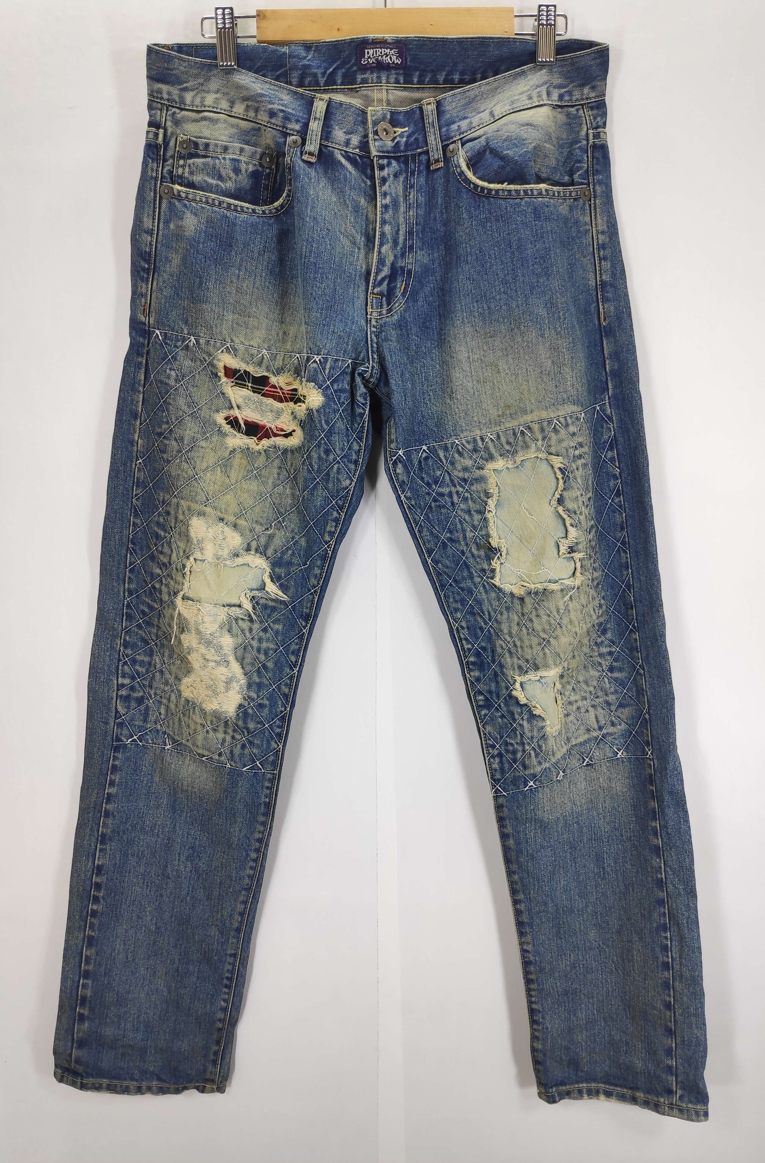 If Six Was Nine × Japanese Brand × Le Grande Bleu (L.G.B.) Japanese Purple & Yellow Patchwork Double Knee Denim Size US 32 / EU 48 - 1 Thumbnail