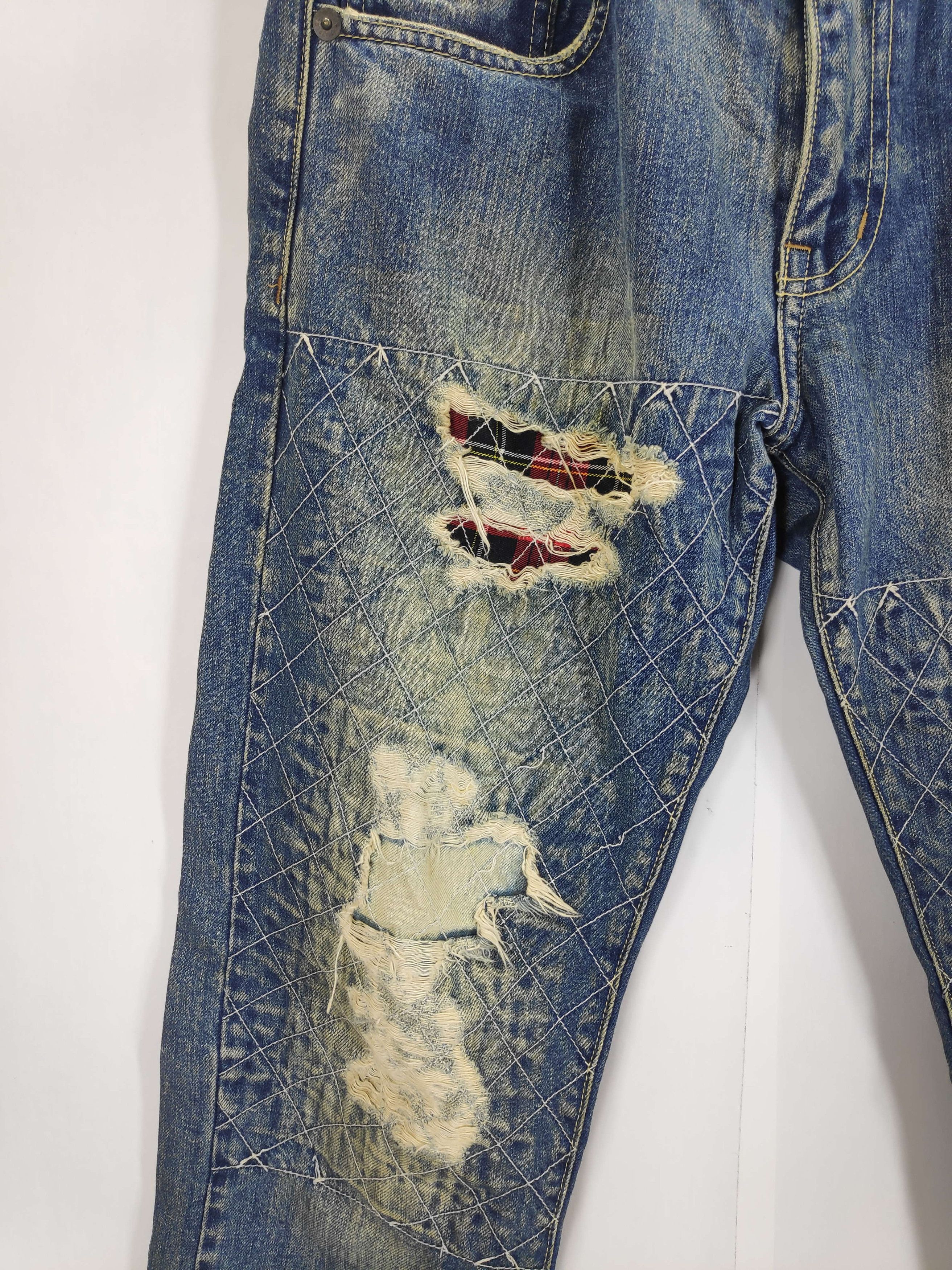 If Six Was Nine × Japanese Brand × Le Grande Bleu (L.G.B.) Japanese Purple & Yellow Patchwork Double Knee Denim Size US 32 / EU 48 - 7 Thumbnail