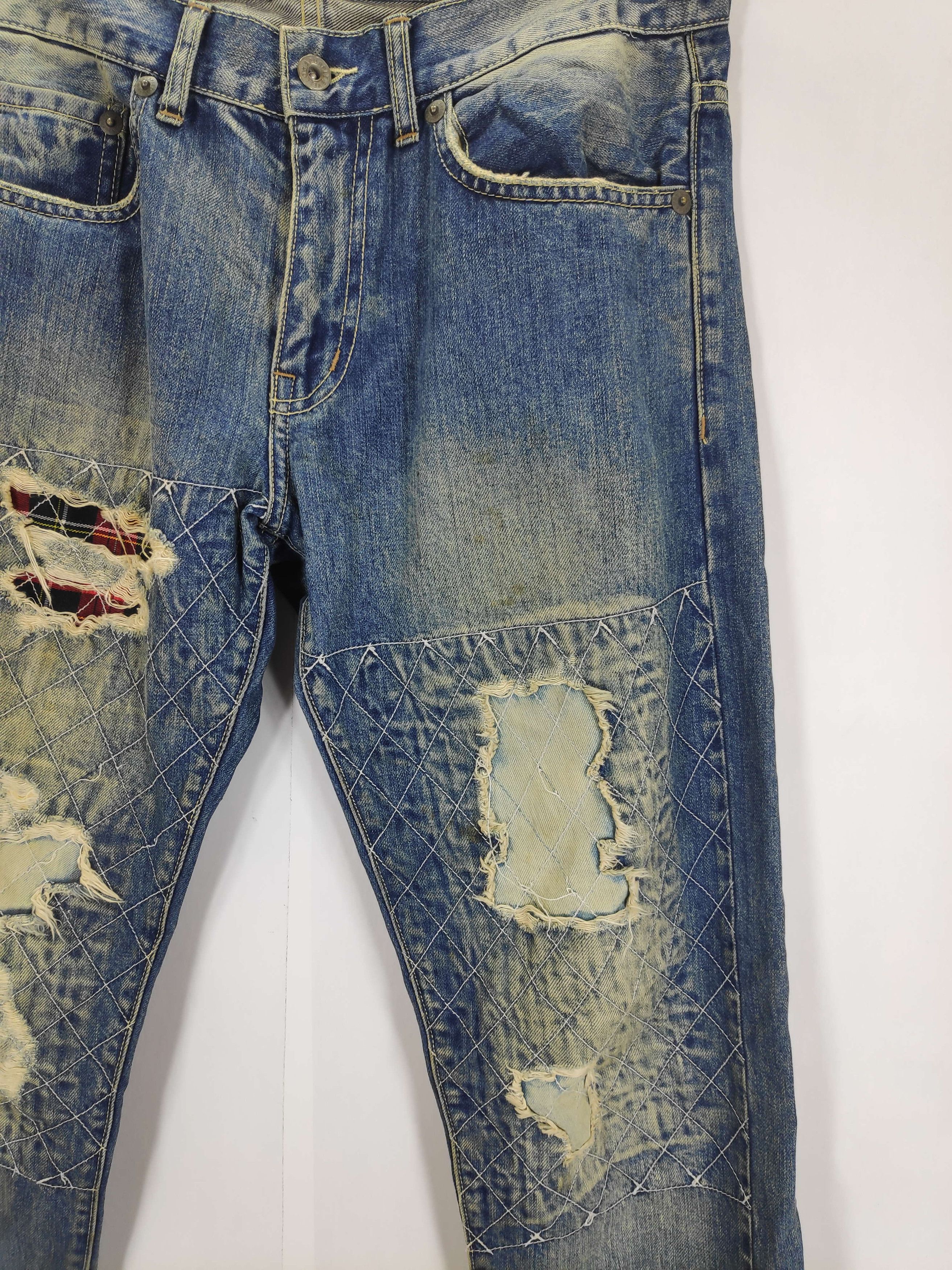 If Six Was Nine × Japanese Brand × Le Grande Bleu (L.G.B.) Japanese Purple & Yellow Patchwork Double Knee Denim Size US 32 / EU 48 - 4 Thumbnail