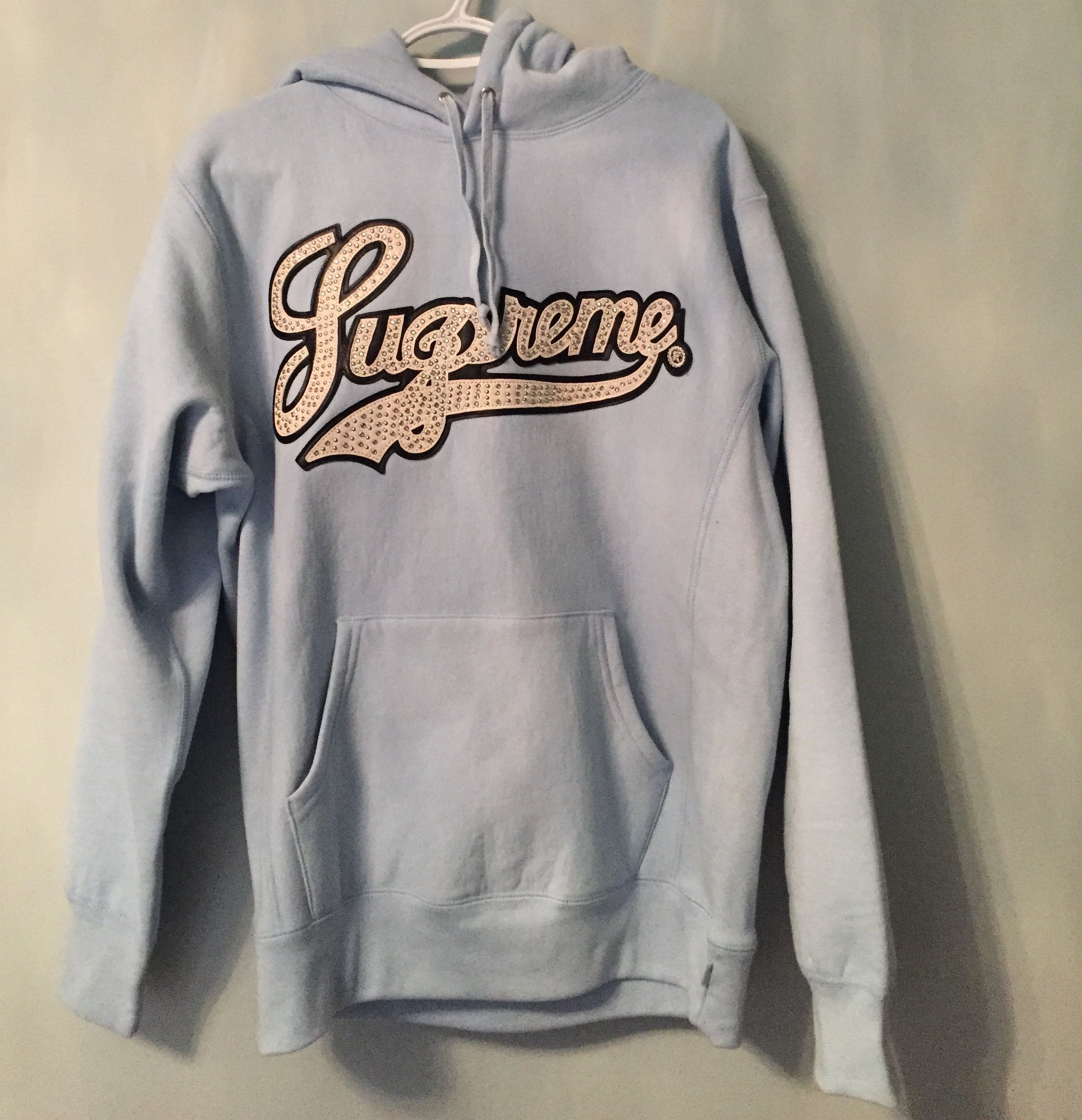 Supreme Studded Leather Script Hooded Sweatshirt - Main Image