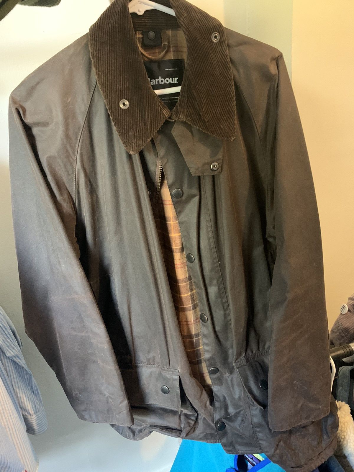 Barbour Beaufort Brown Waxed Coat Bomber Jacket M Outerwear