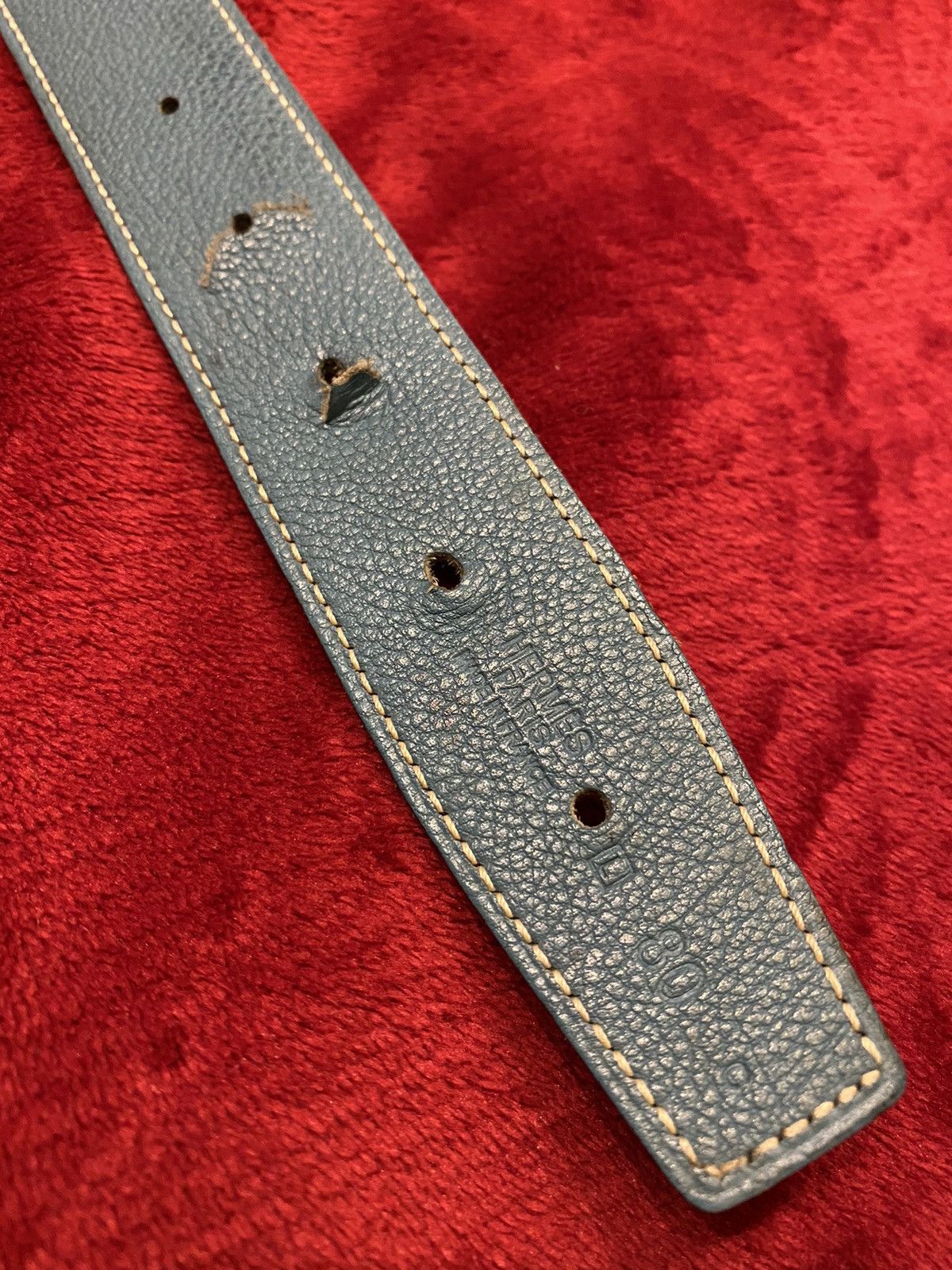Hermes Hermès Black Blue Reversible Belt 80 Size ONE SIZE - 3 Thumbnail