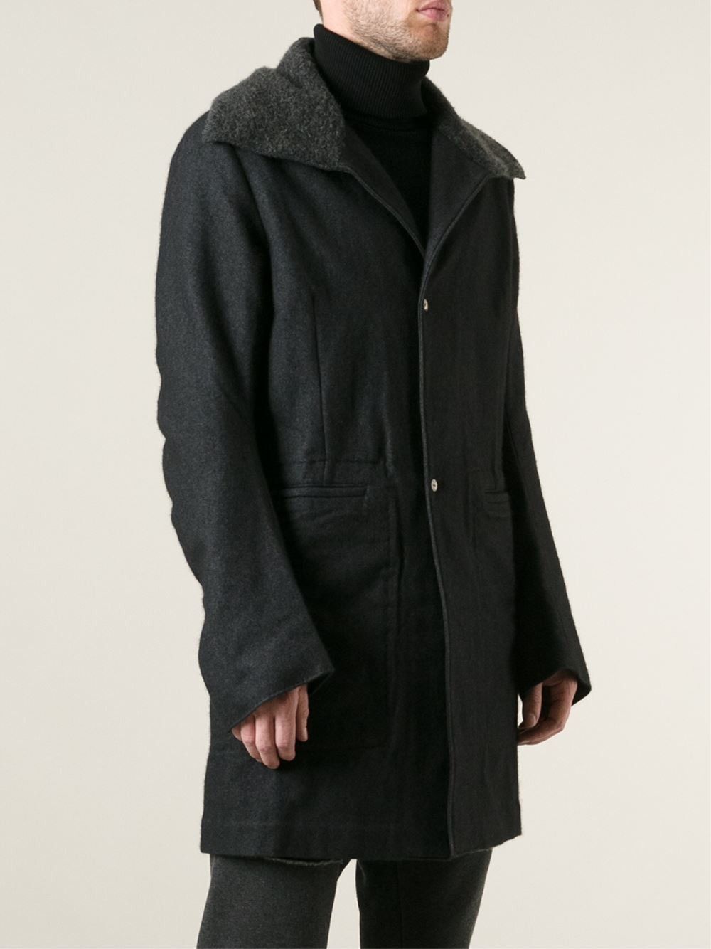 TAICHI MURAKAMI CASHMERE GREY COAT WITH SILVER HARDWARE