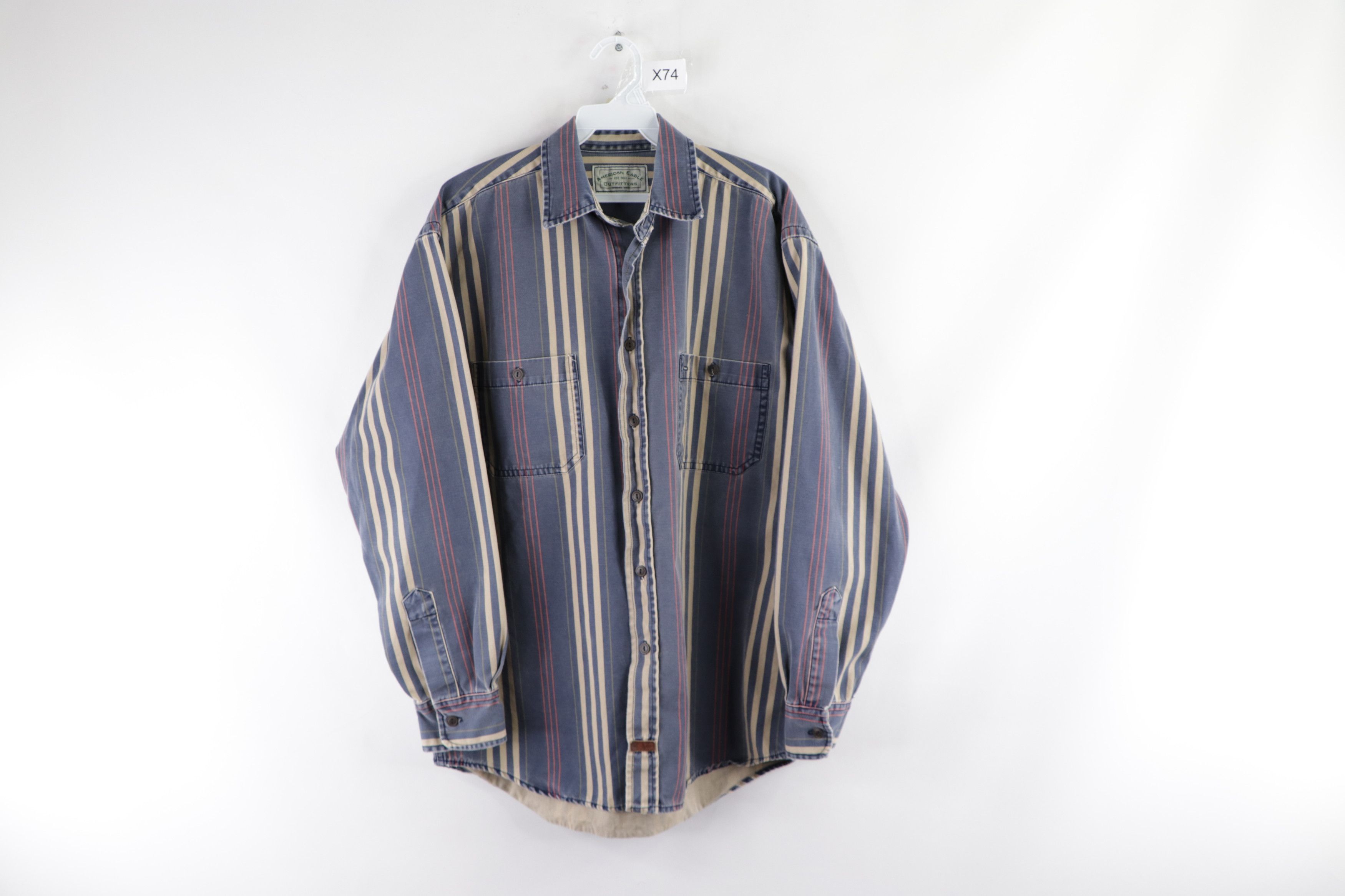 American Eagle Outfitters Vintage 90s American Eagle Faded Double Pocket Shirt Size US S / EU 44-46 / 1 - 1 Thumbnail