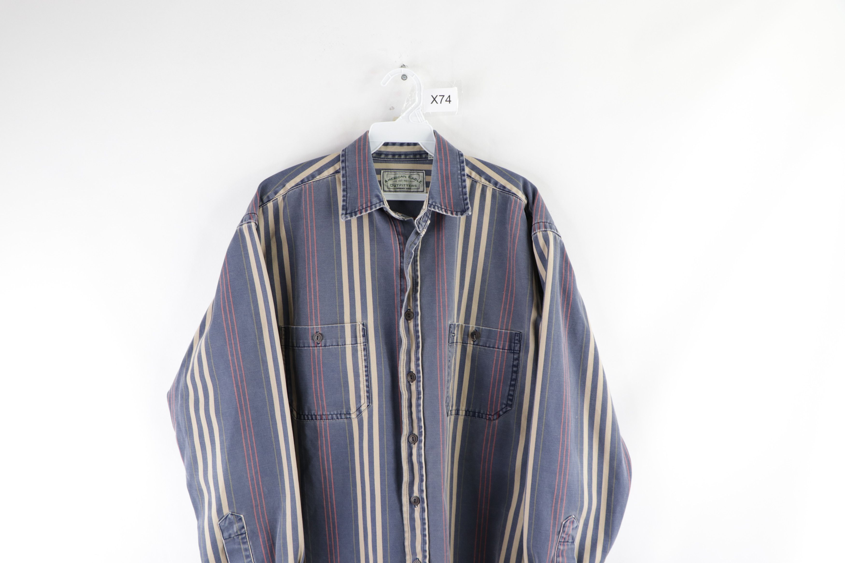 American Eagle Outfitters Vintage 90s American Eagle Faded Double Pocket Shirt Size US S / EU 44-46 / 1 - 2 Thumbnail