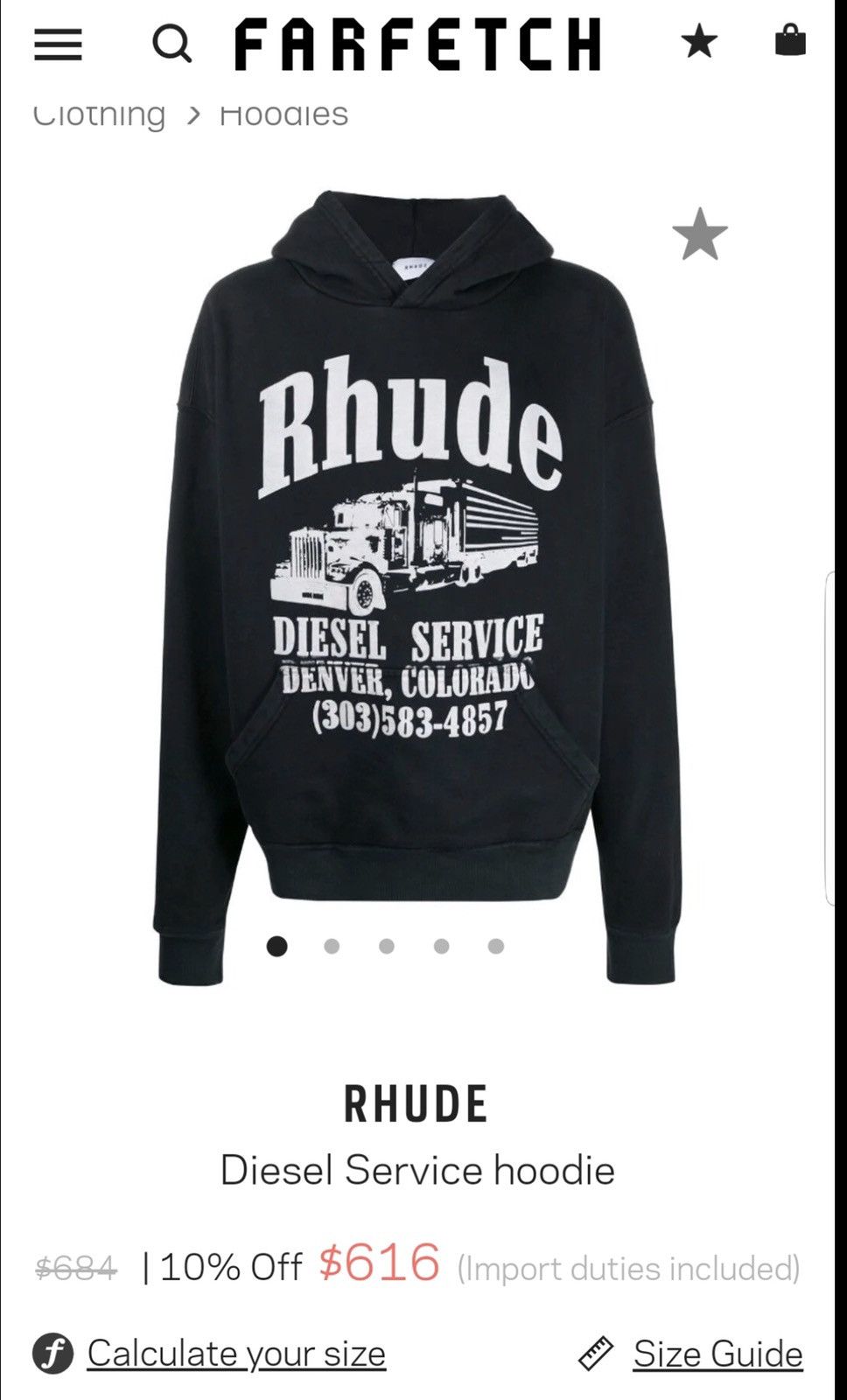 Rhude diesel service hoodie sale