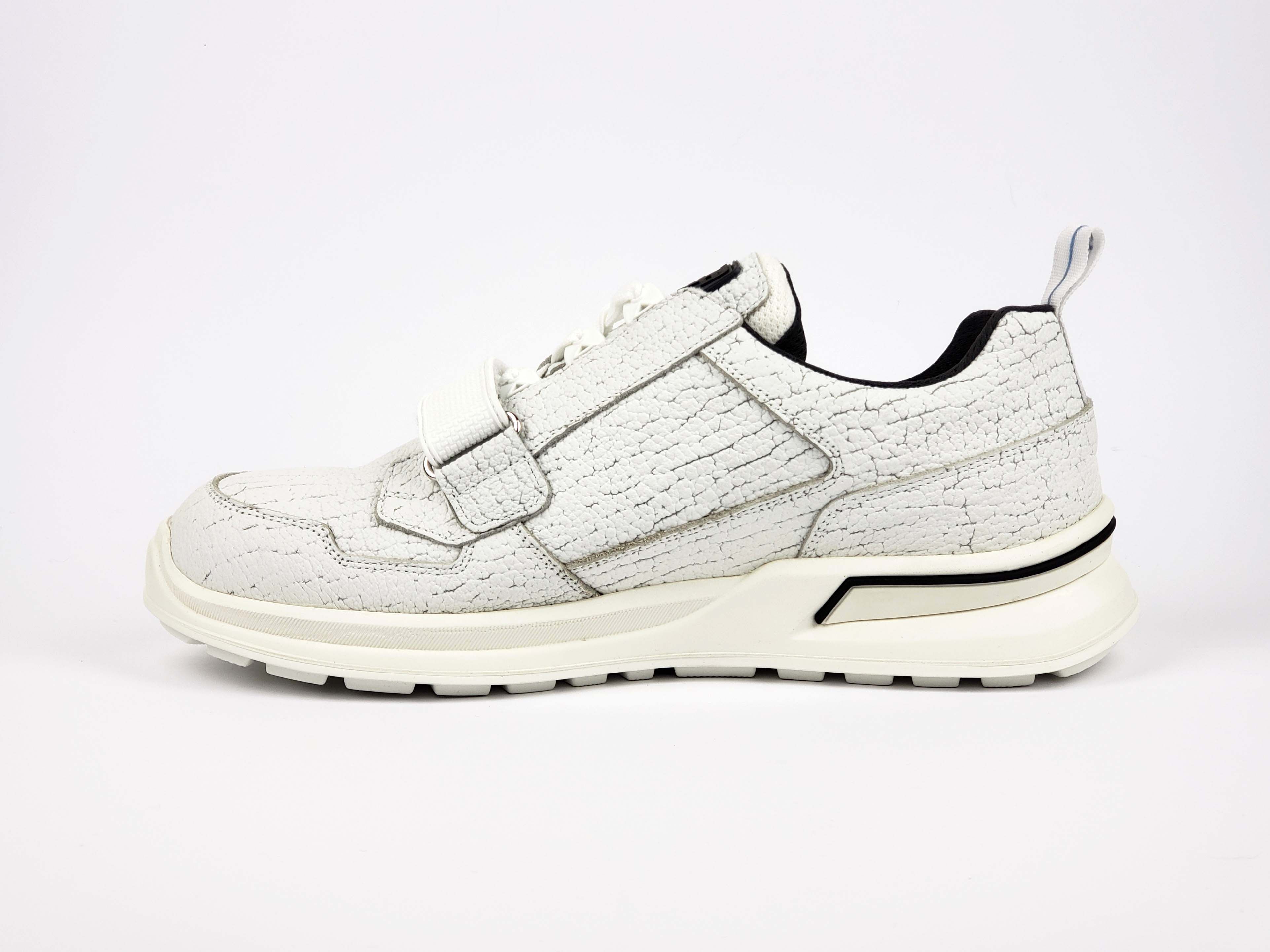 Prada F/W 2018 RUNWAY White Cracked Leather Sneakers Shoes Size US 12.5 / EU 45-46 - 4 Thumbnail