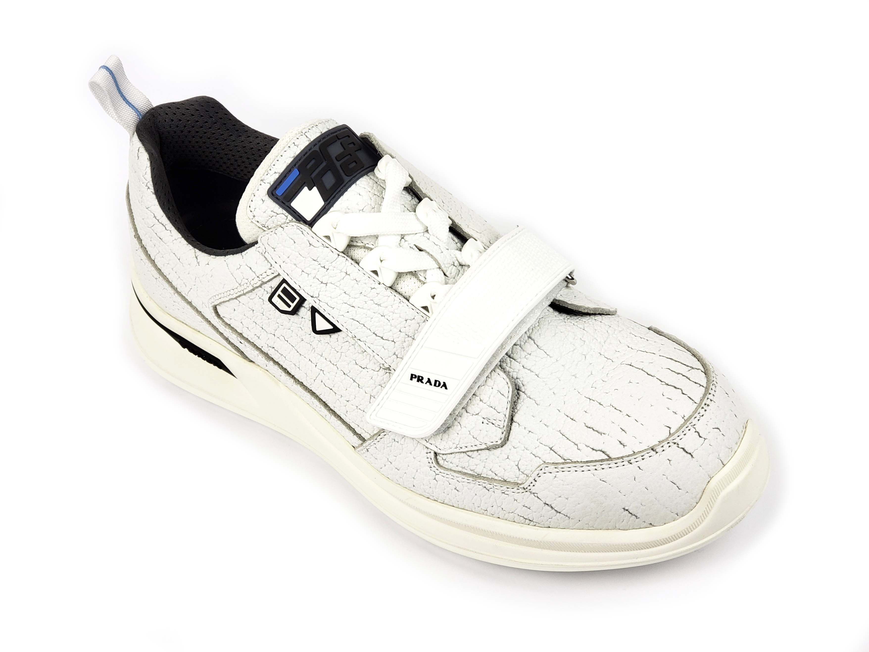 Prada F/W 2018 RUNWAY White Cracked Leather Sneakers Shoes Size US 12.5 / EU 45-46 - 2 Thumbnail