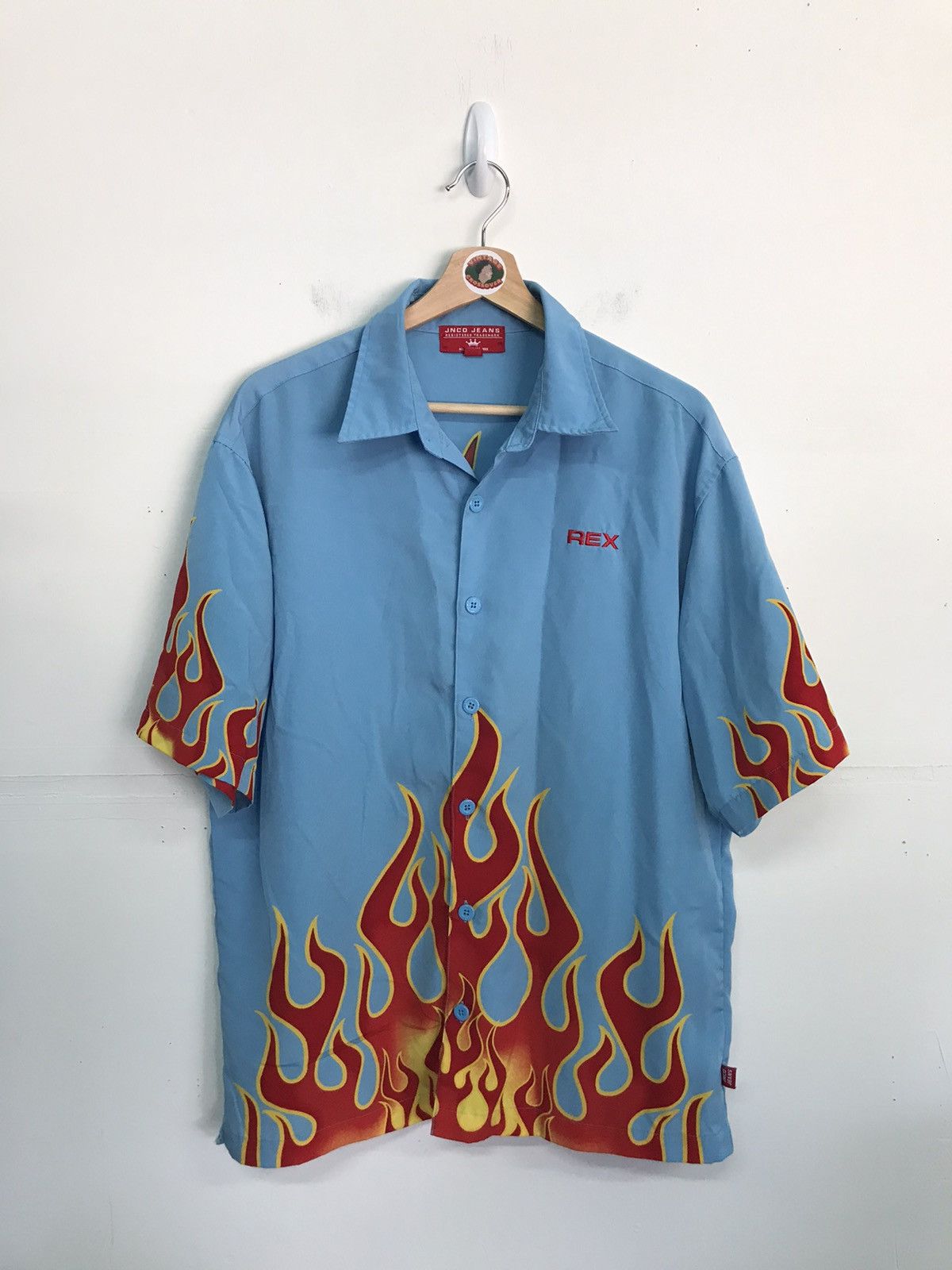 JNCO, Shirts, 9s Jnco Flame Print Logo Button Down Shirt
