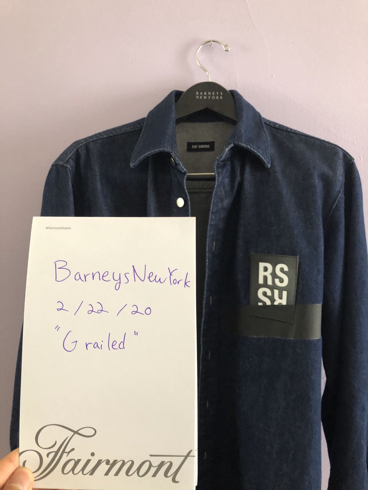 Raf Simons Replicants Leather Patch Denim Jacket | Grailed