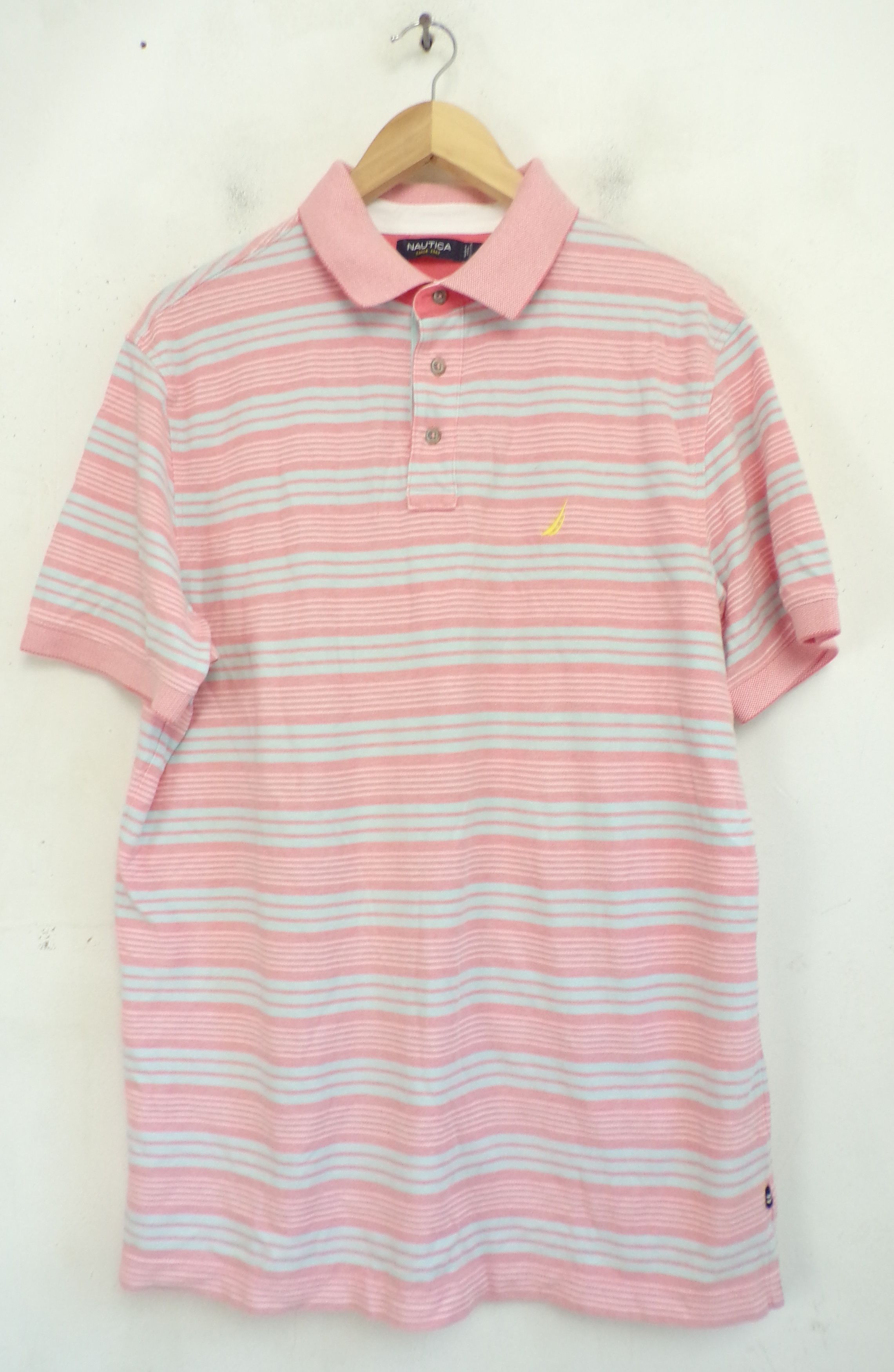 Nautica Nautica Light Red Blue & White Striped Polo Shirt | Grailed