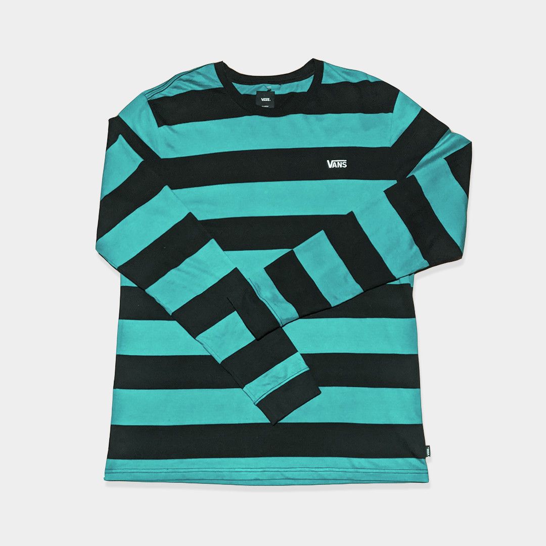 Streetwear Vans VANS Black Cyan Striped Long Sleeve T Shirt Grailed