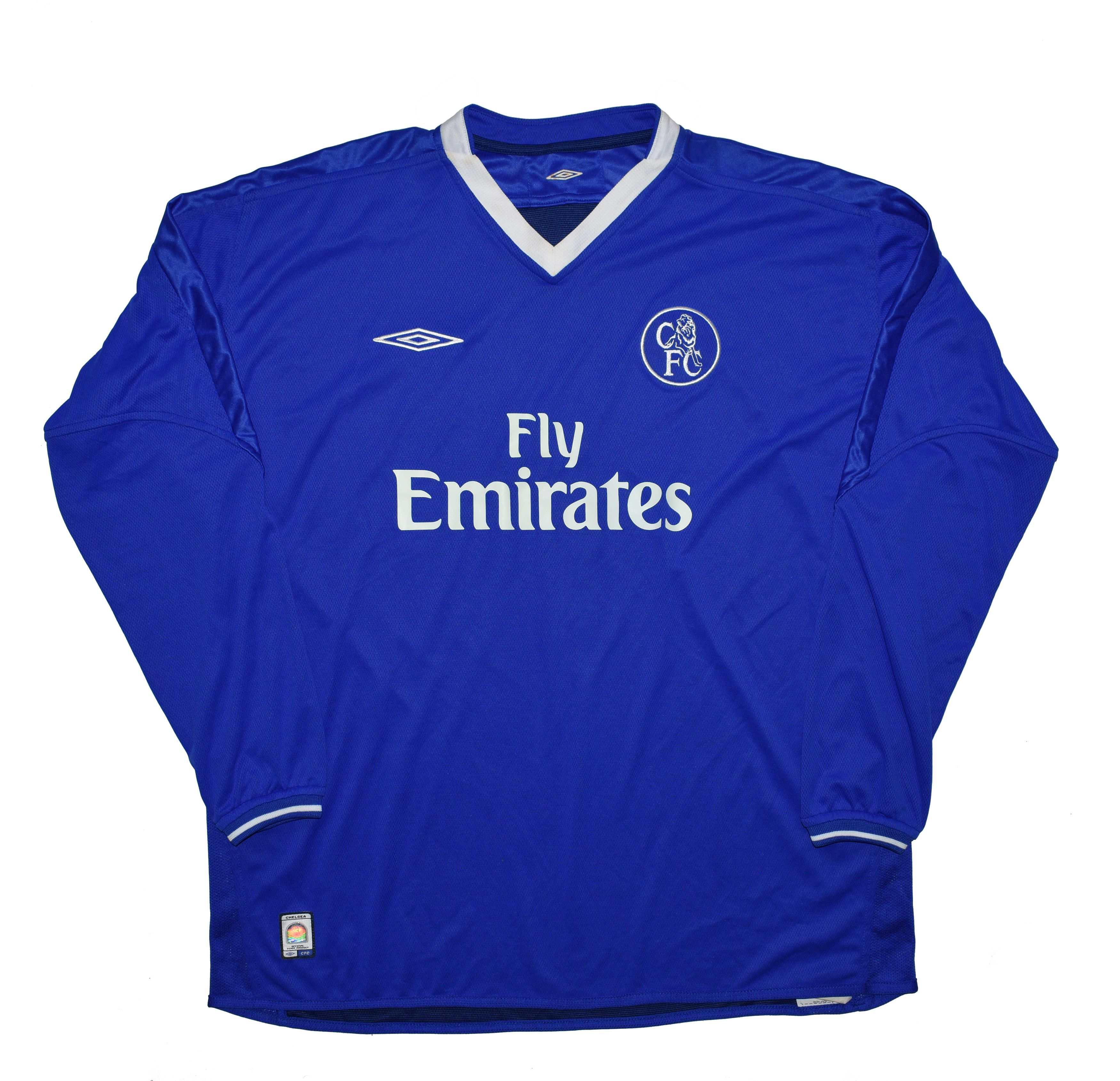 Maillot Chelsea 2003/2004 Extérieur Blanc Umbro - Taille L, Occasion, Manches Courtes