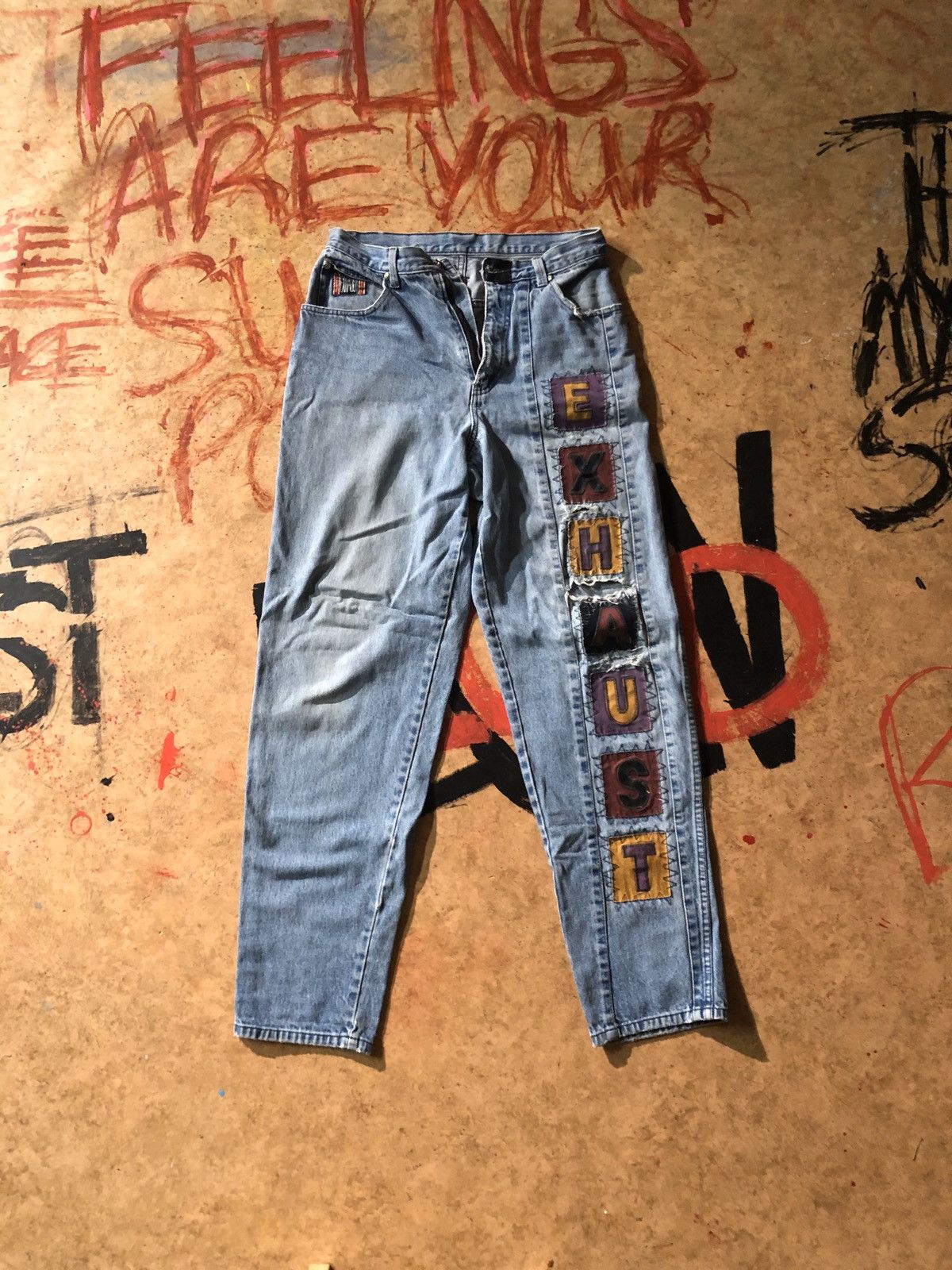 Vintage Vintage Exhaust Denim Jeans 90s Patchwork 