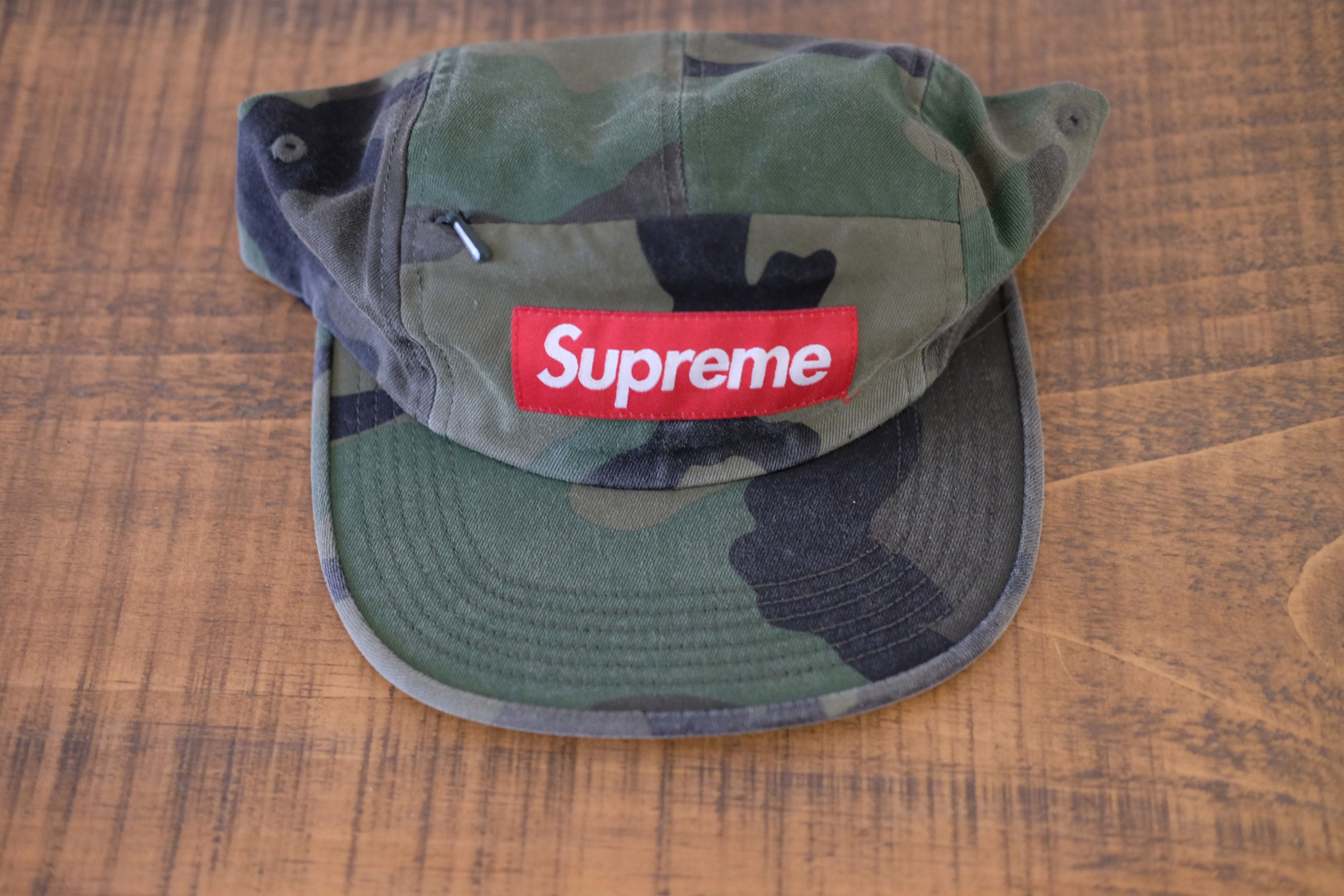 Supreme Front Panel Zip Camp Cap | Grailed