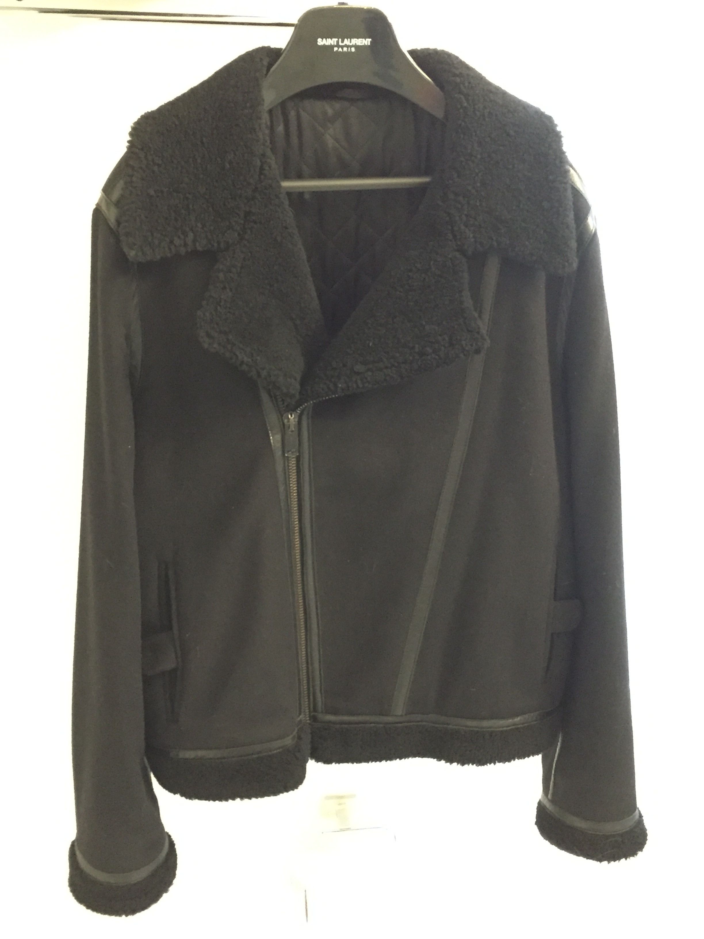 Les Hommes Shearling leather wool biker jacket | Grailed