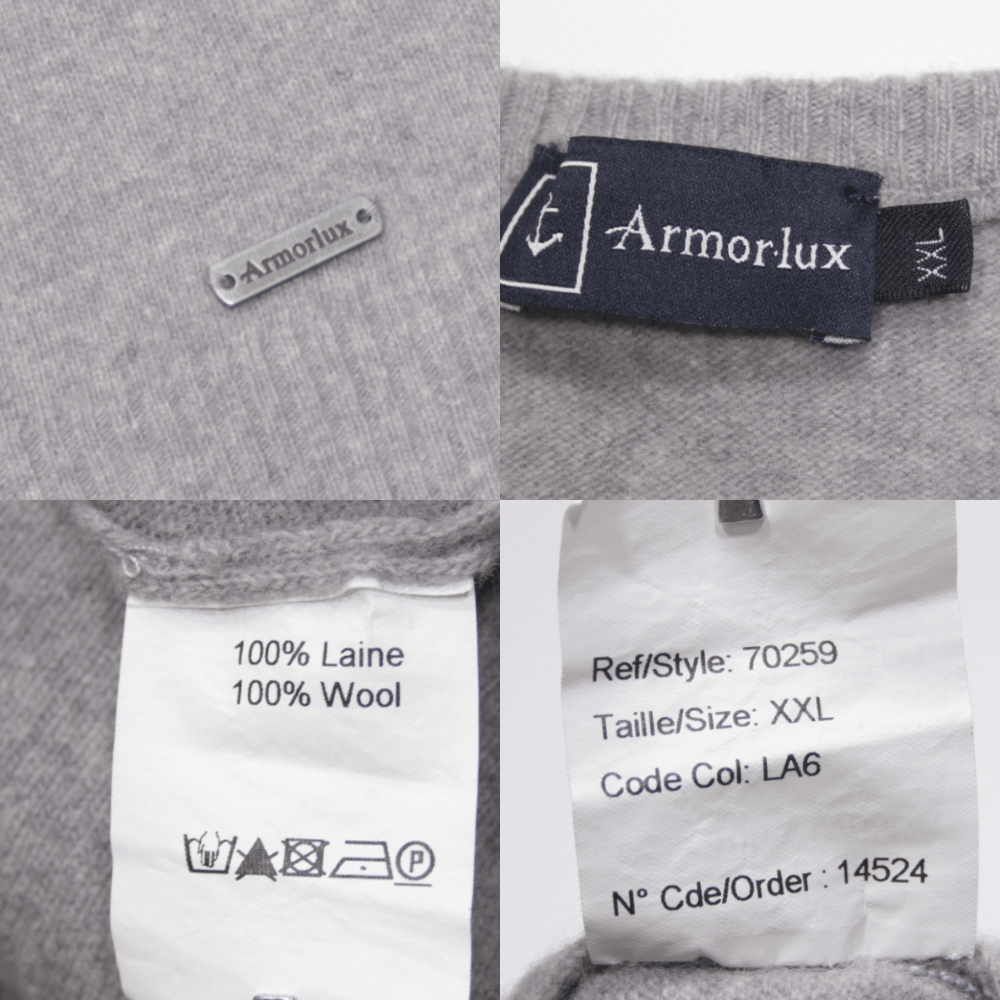 Armor-Lux Wool Logo Grey Sweater Size US XL / EU 56 / 4 - 11 Thumbnail