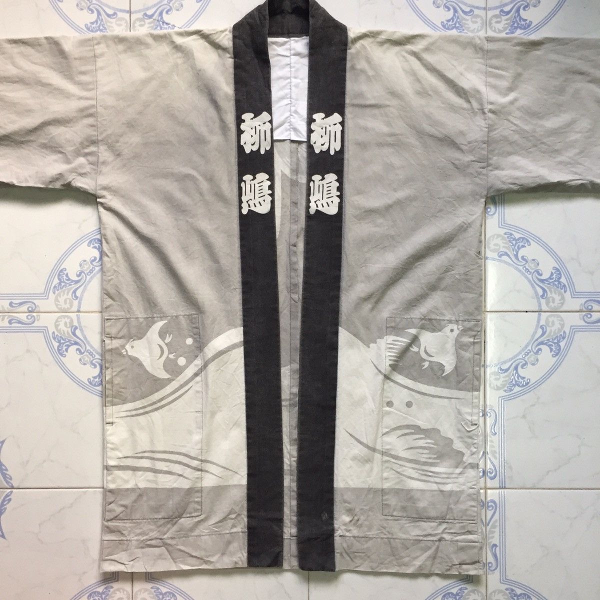 Japanese Brand Art Bird On The Wave Big Wording Japanese Kimono Size US XL / EU 56 / 4 - 22 Thumbnail