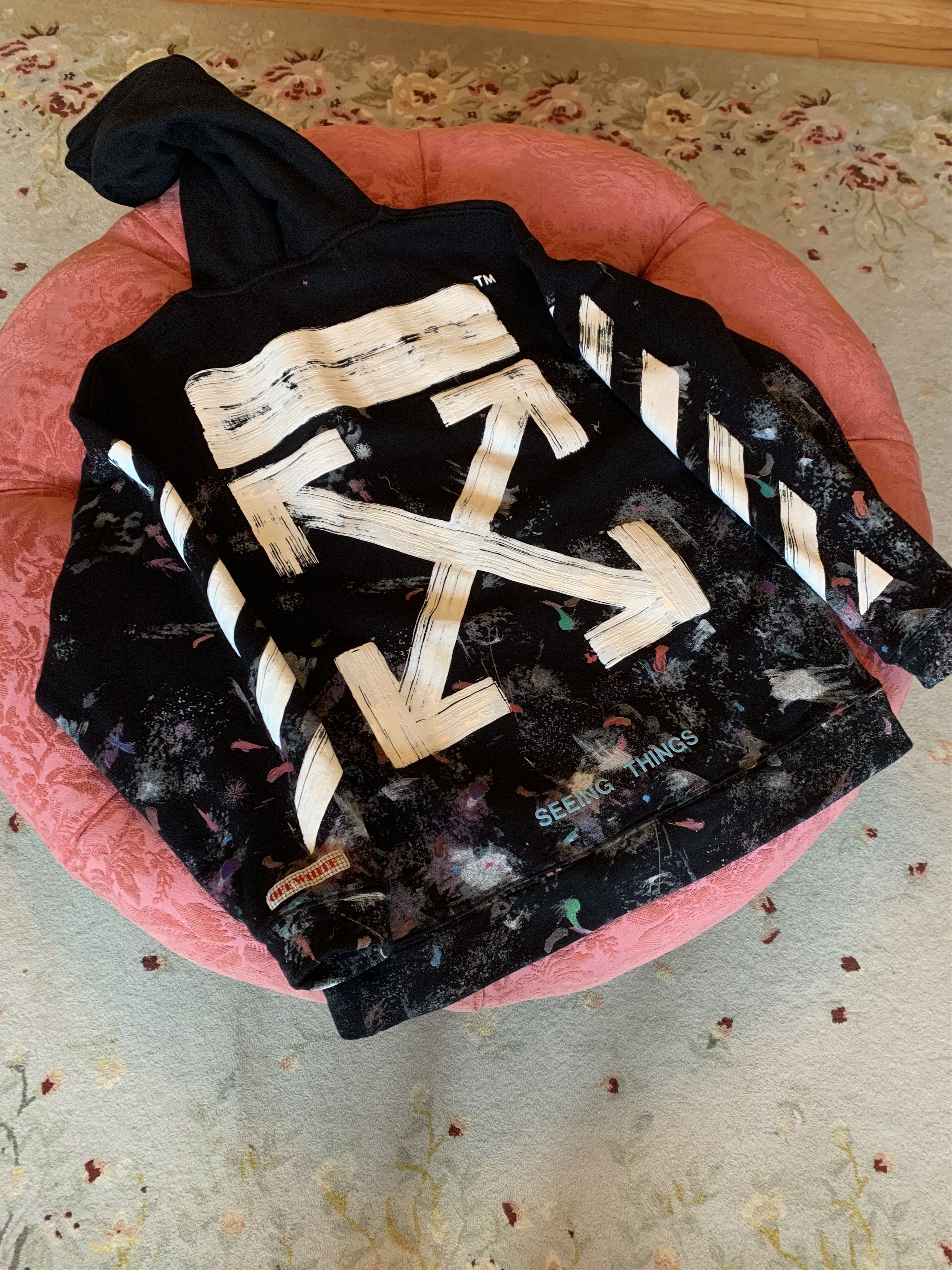 Off white hoodie outlet with paint splatter