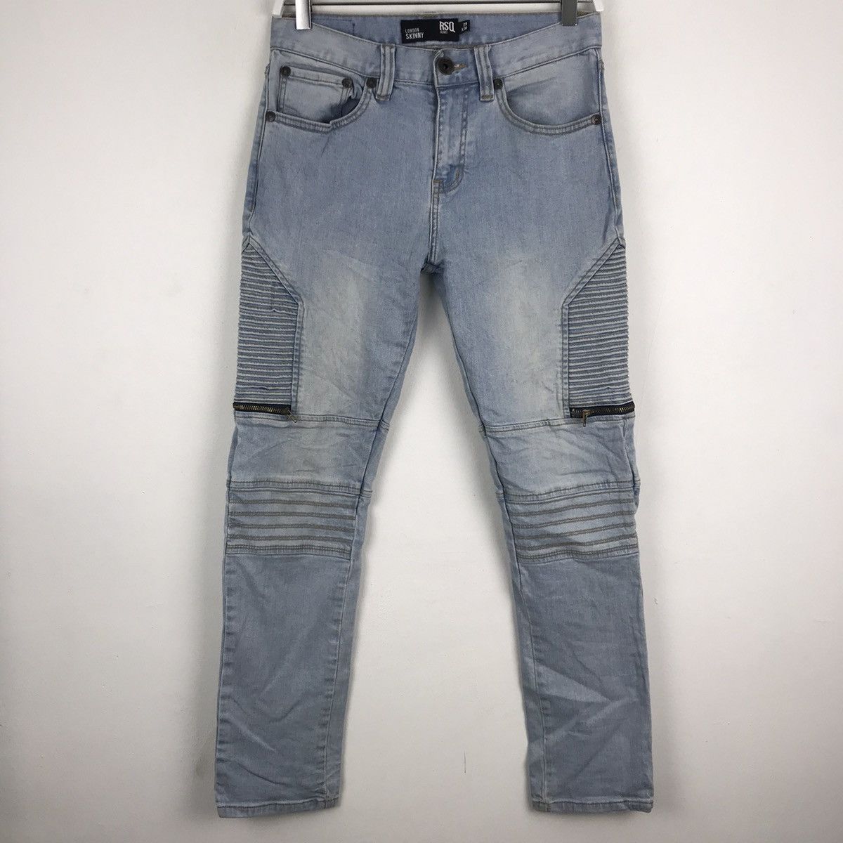 Japanese Brand Biker Zipper Denim Jeans LIKE Balmain Paris J25 Size US 29 - 1 Thumbnail