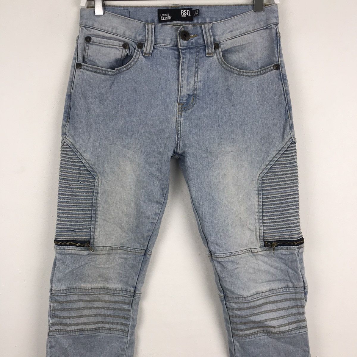 Japanese Brand Biker Zipper Denim Jeans LIKE Balmain Paris J25 Size US 29 - 2 Thumbnail