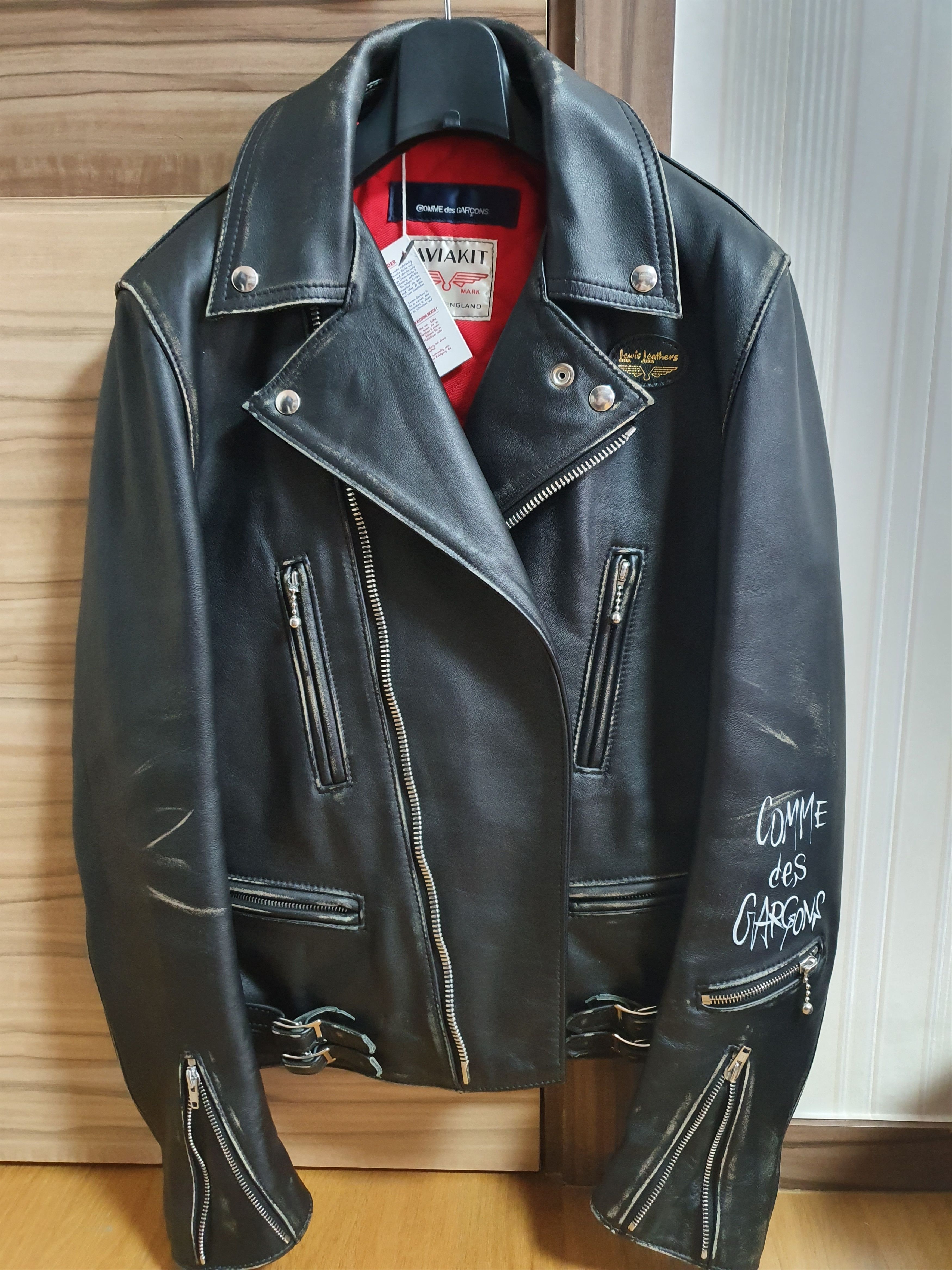 Comme des Garcons Lewis Leathers Live Free DIe Strong Leather Jacket Grailed