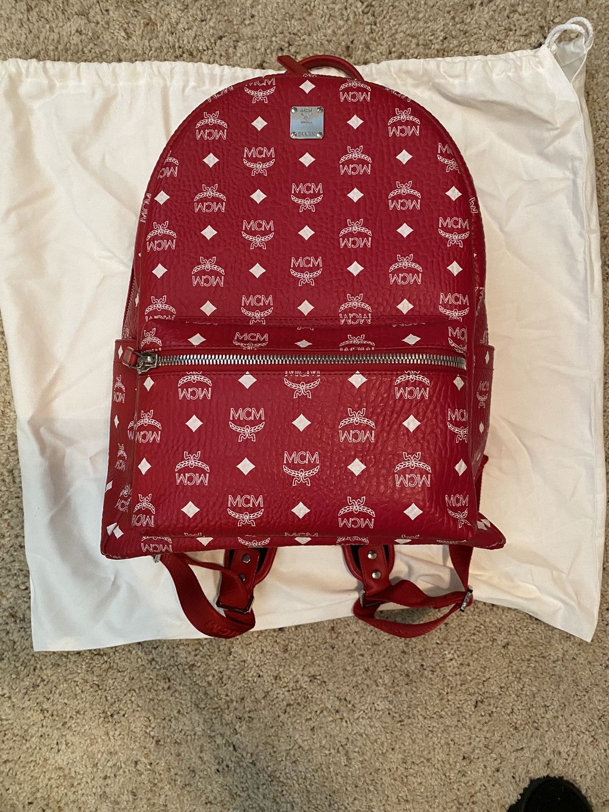 MCM Red/White MCM Backpack | Grailed