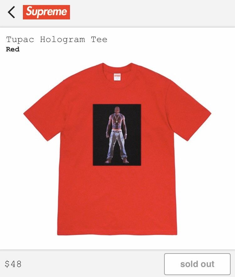 Supreme Tupac Hologram Tee SS20 SIZE MEDIUM BRAND NEW Menswear