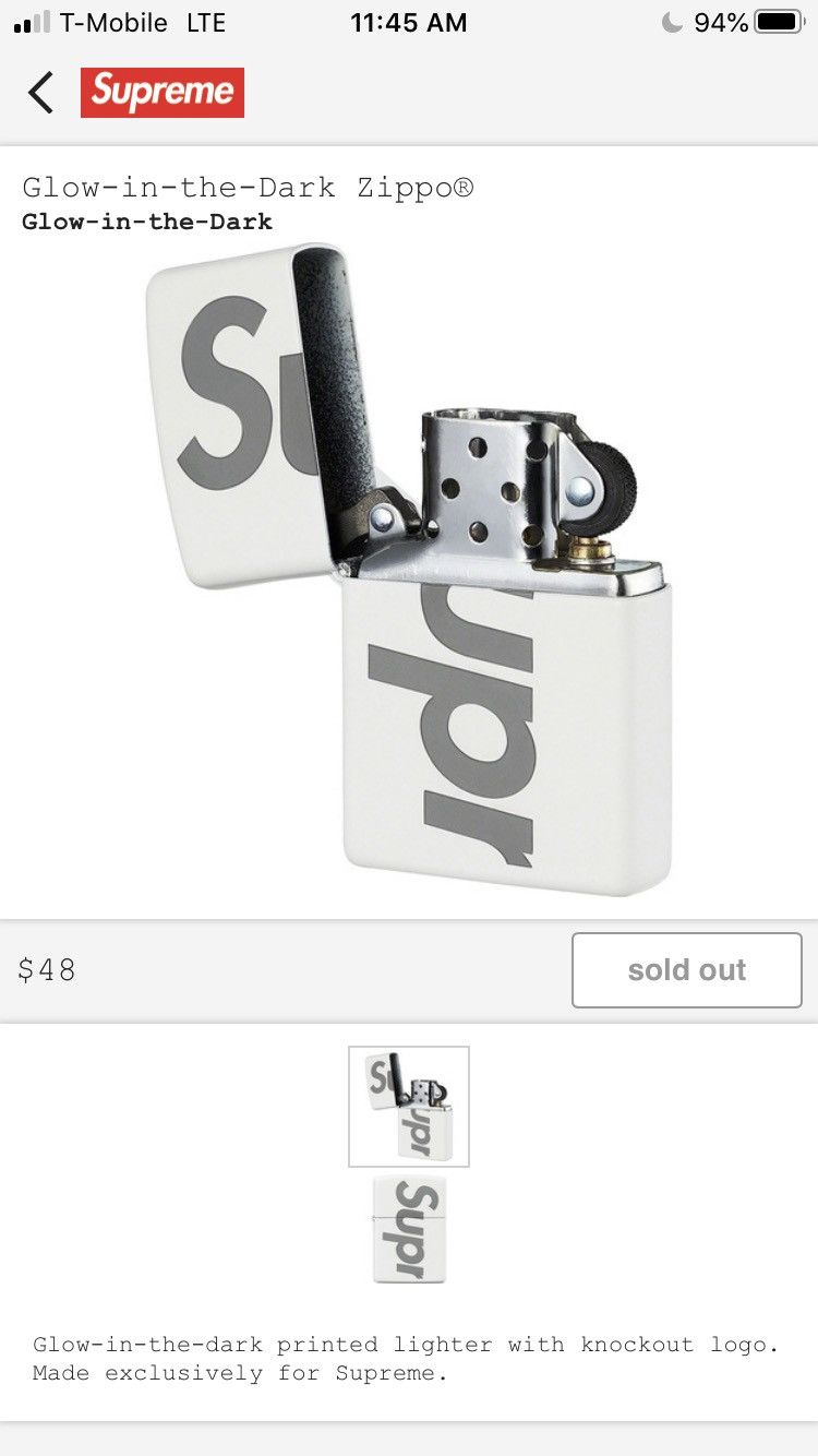 Supreme Supreme Glow in the Dark Zippo Lighter | Grailed