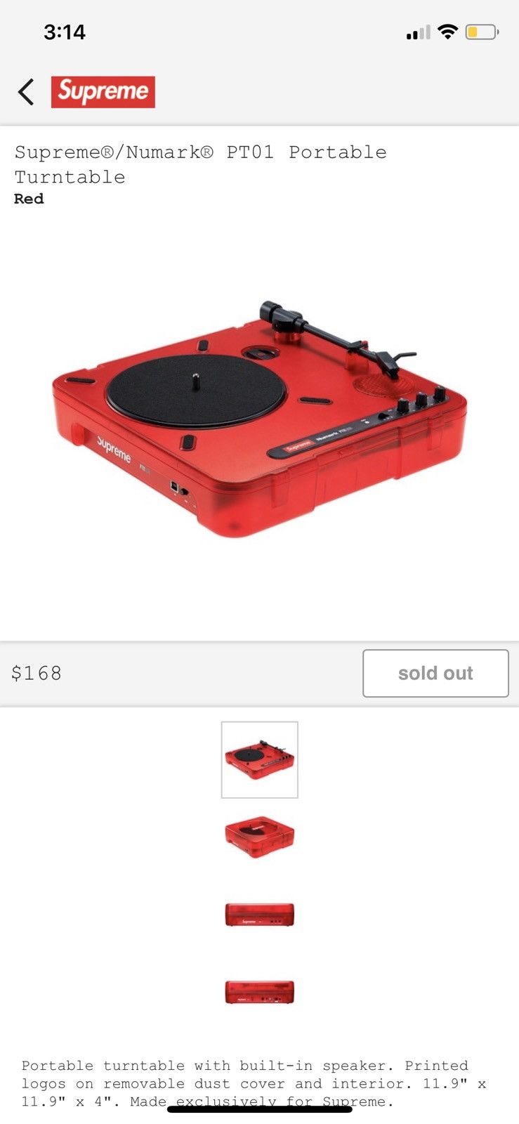 Supreme Supreme Numark PT01 Portable Turntable | Grailed